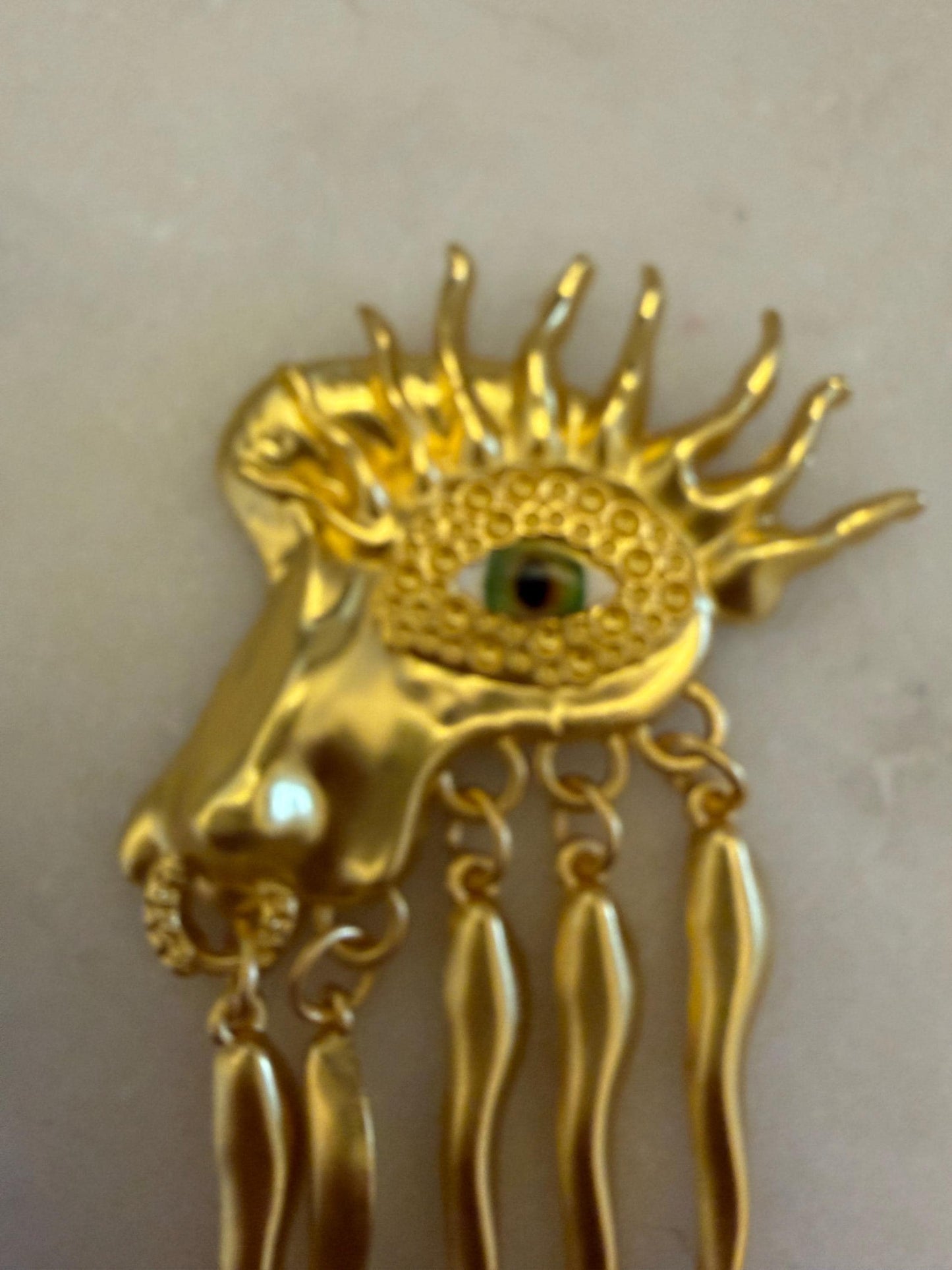Brooch, Eye Brooch, Pin on Gold, 10cm x 4.5cm