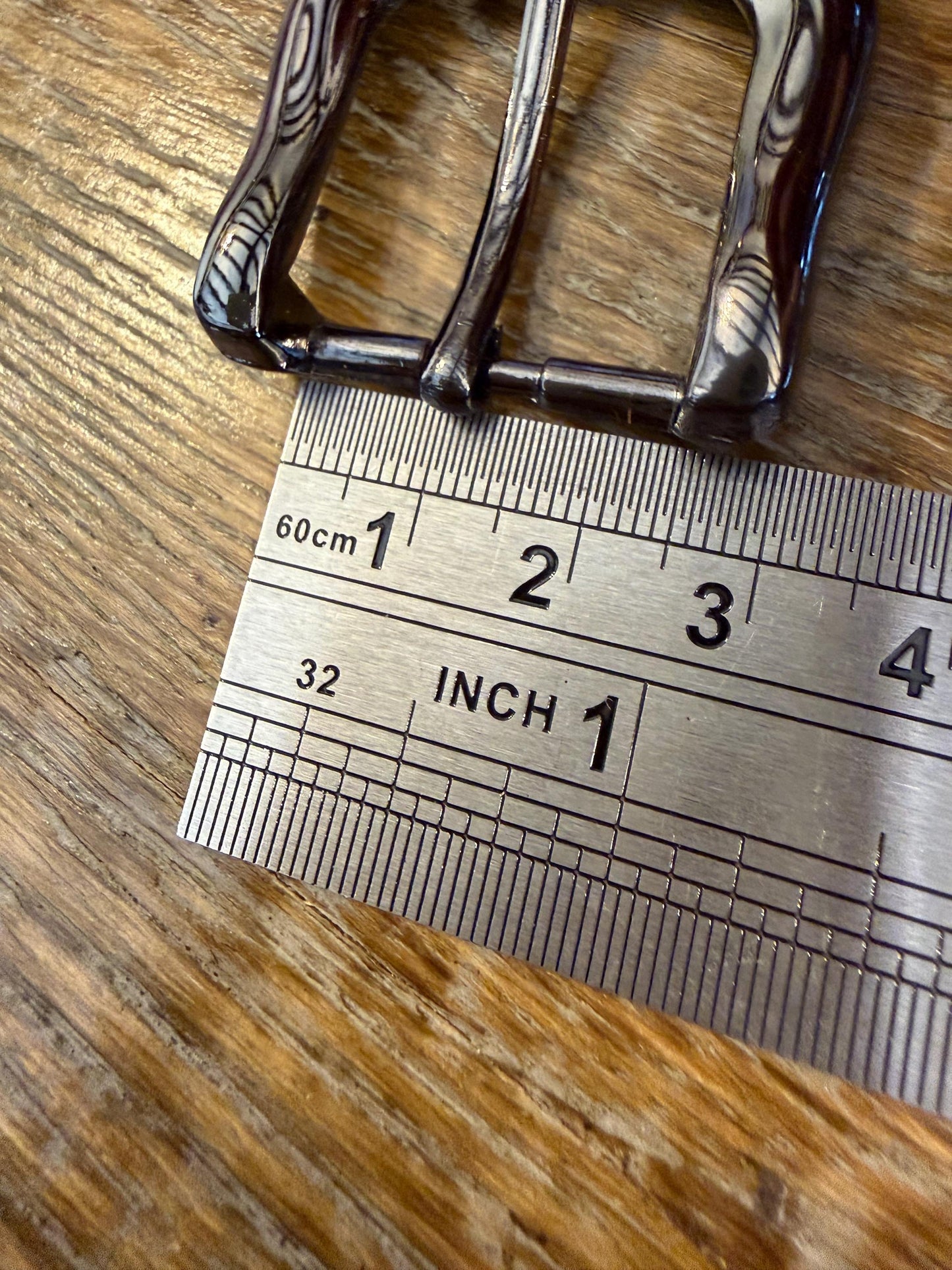 Metal Belt Buckle with Prong, Shiny Gunmetal Finish (40mm Outer, 25mm Bar)