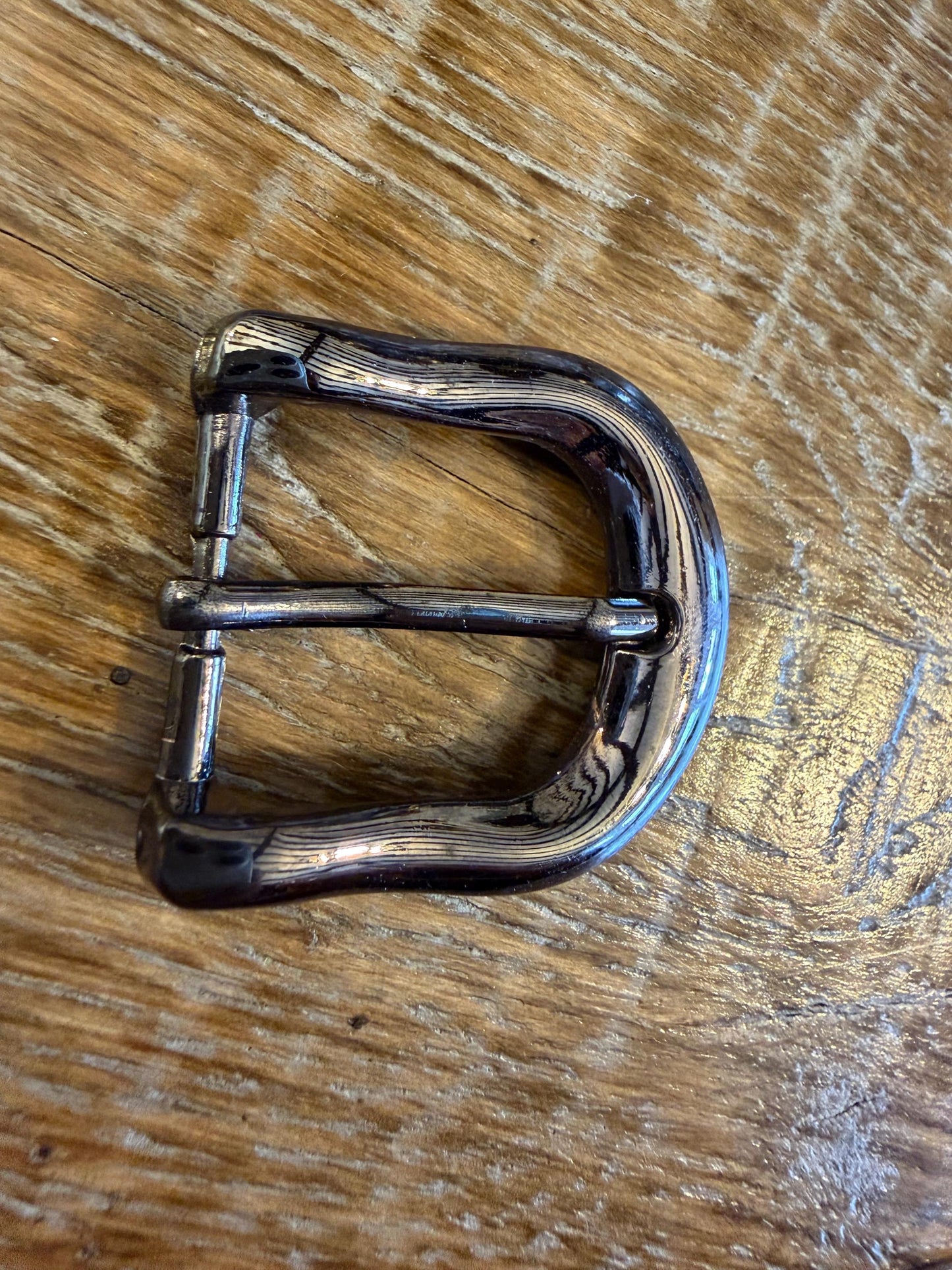Metal Belt Buckle with Prong, Shiny Gunmetal Finish (40mm Outer, 25mm Bar)