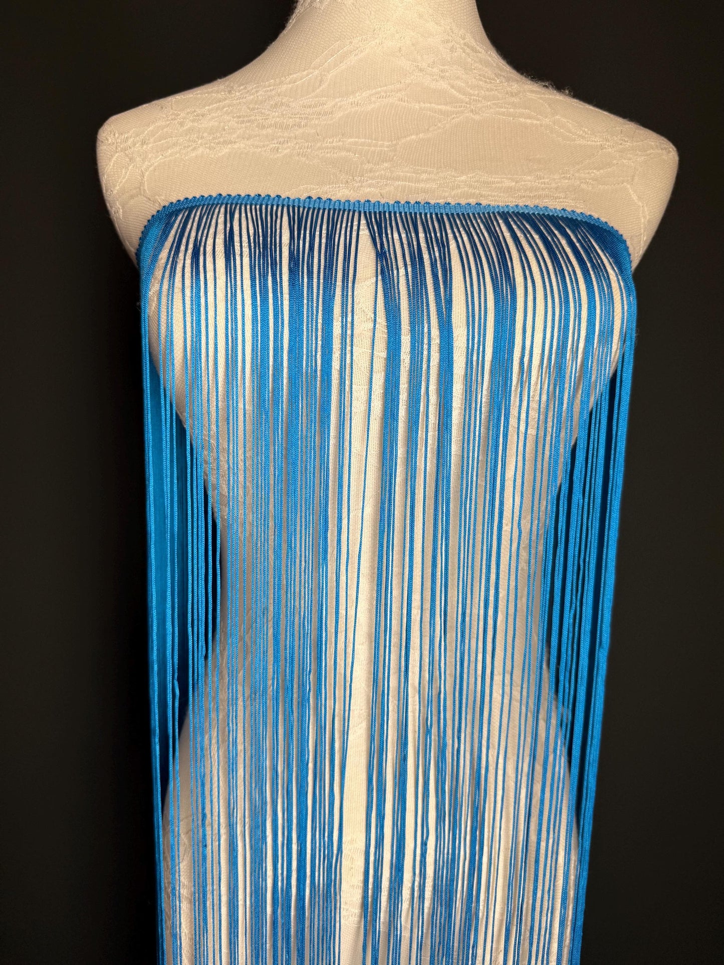 40" Wide Turquoise Blue Fringe Trim, Dense Quality, 27 Colour Options