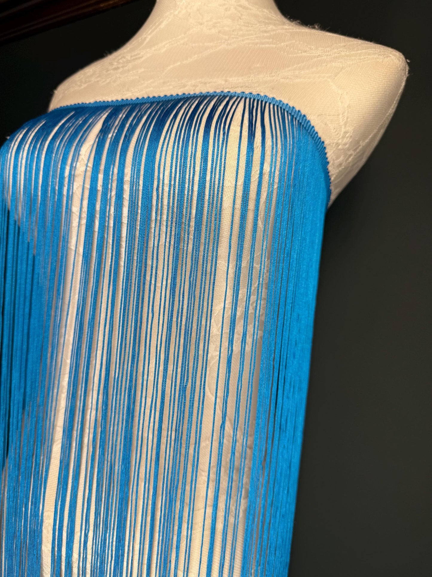 40" Wide Turquoise Blue Fringe Trim, Dense Quality, 27 Colour Options