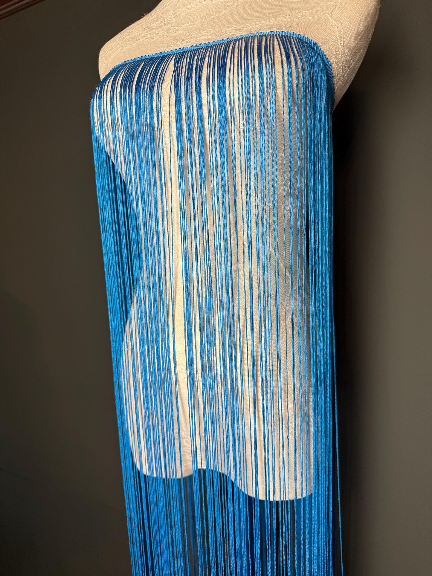 40" Wide Turquoise Blue Fringe Trim, Dense Quality, 27 Colour Options
