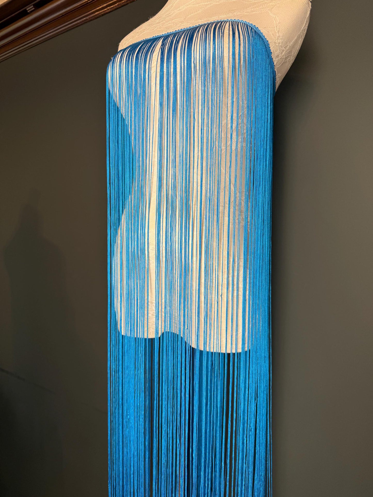 40" Wide Turquoise Blue Fringe Trim, Dense Quality, 27 Colour Options