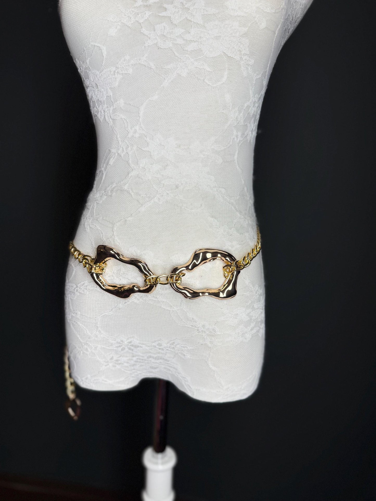 X-Long Gold Chain Belt: Handmade Fashion Accessory, Plus Size 18-60inch