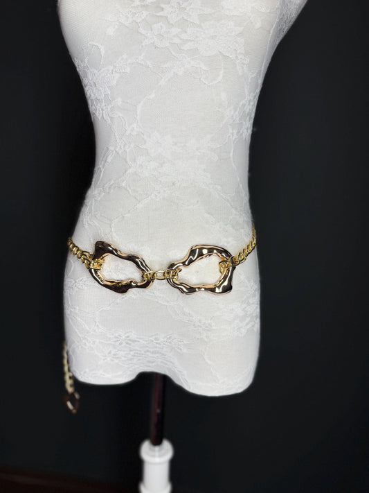 X-Long Gold Chain Belt: Handmade Fashion Accessory, Plus Size 18-60inch