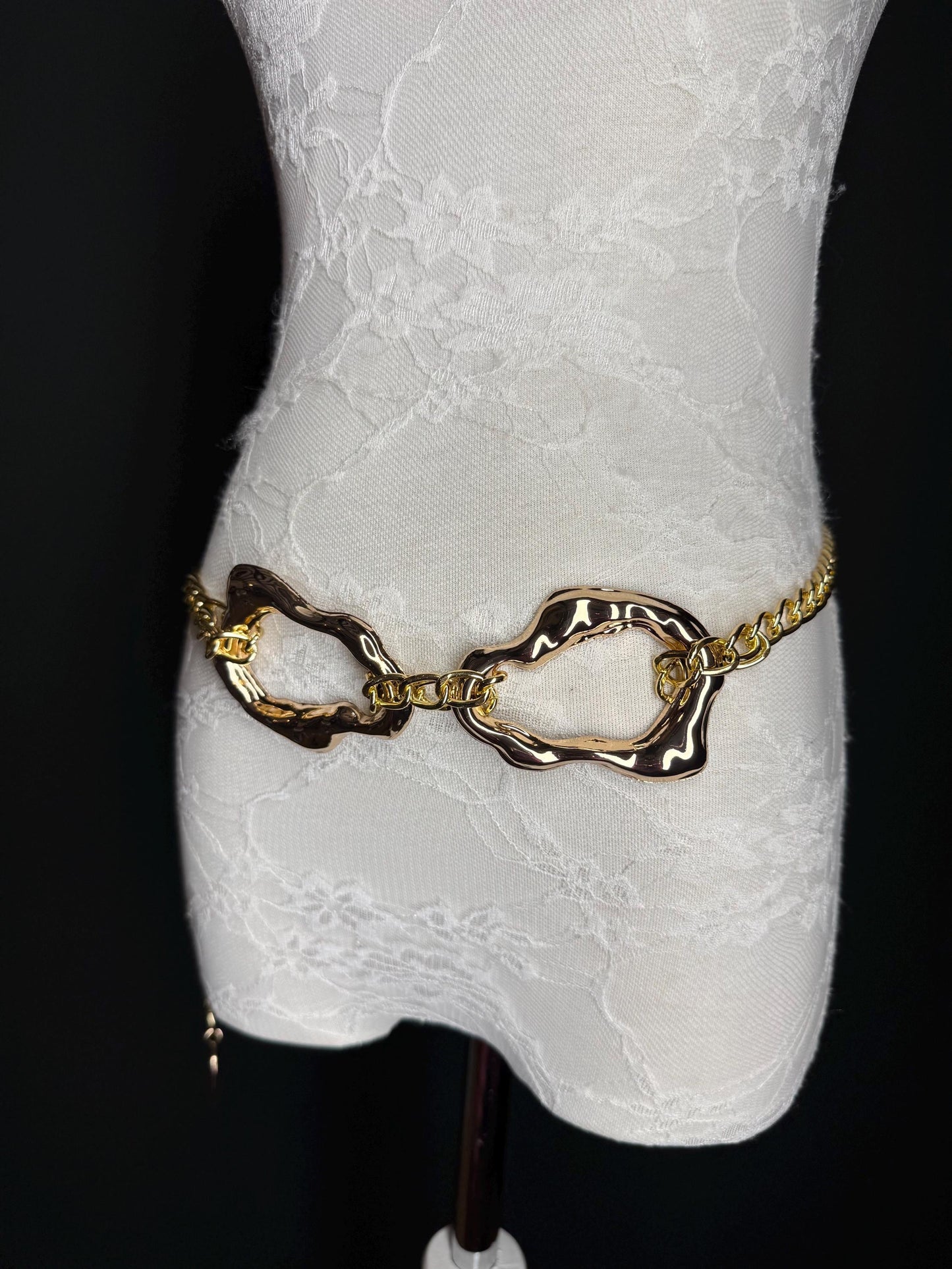 X-Long Gold Chain Belt: Handmade Fashion Accessory, Plus Size 18-60inch