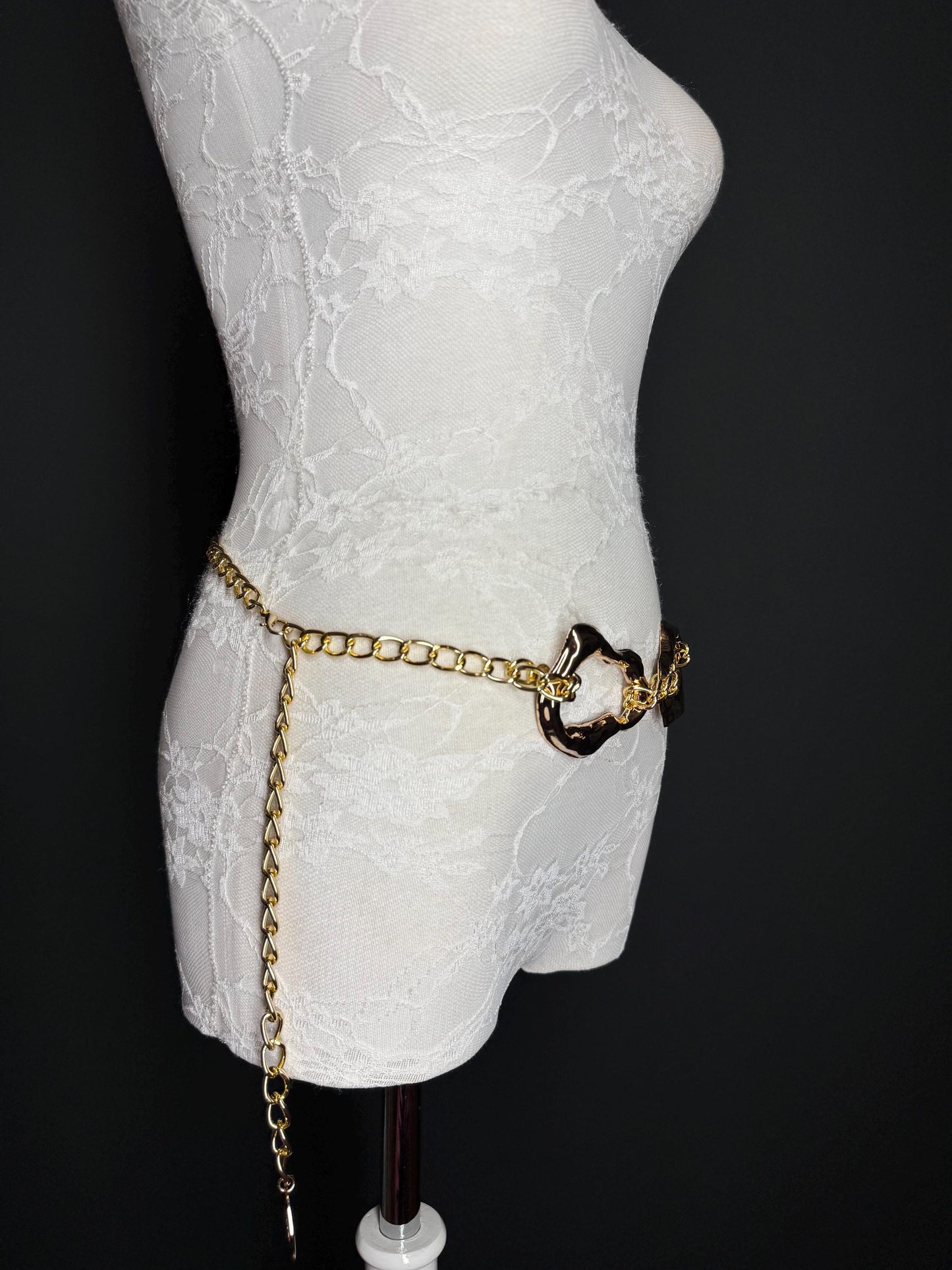 X-Long Gold Chain Belt: Handmade Fashion Accessory, Plus Size 18-60inch