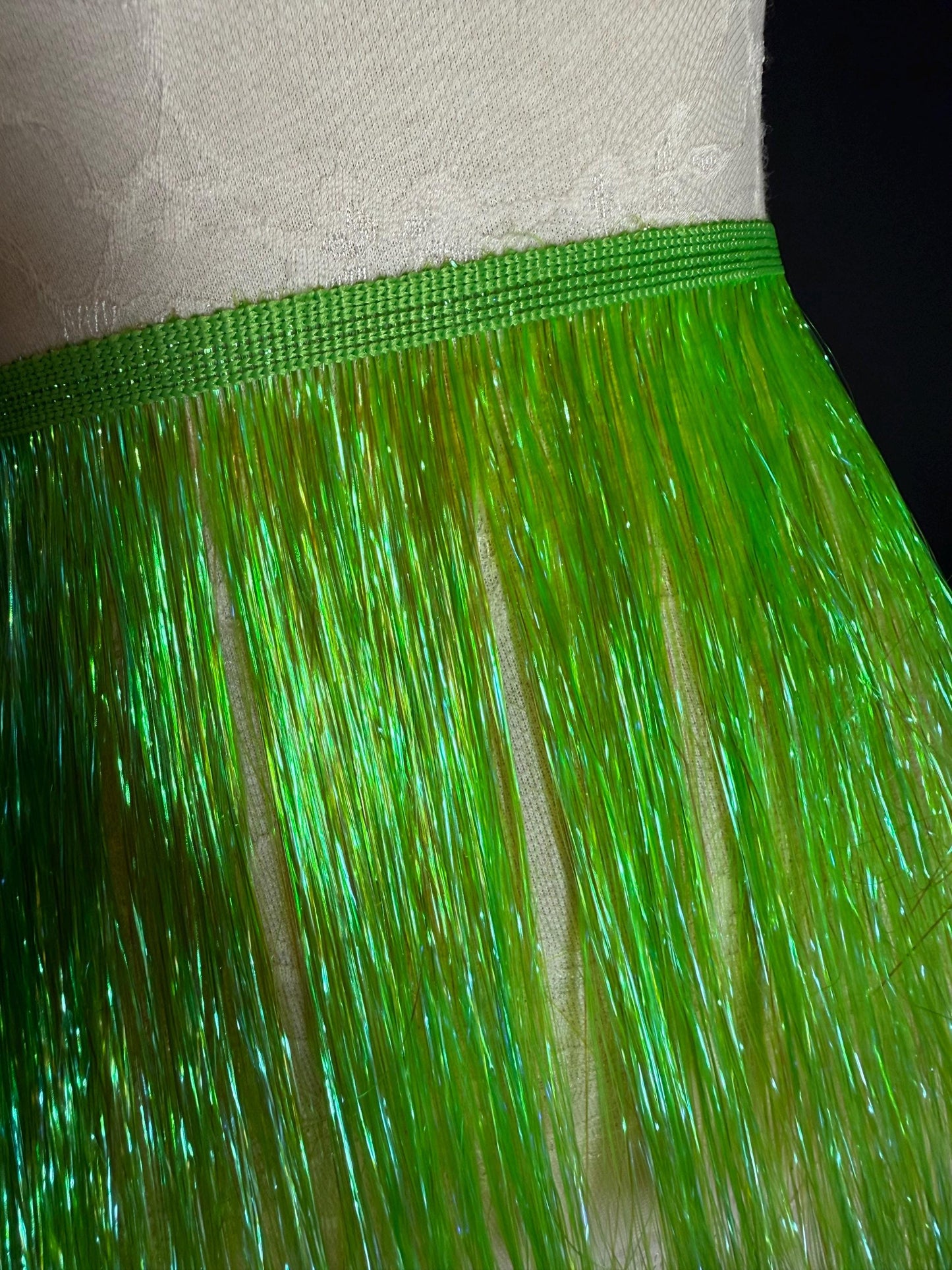 8” Wide Pearlescent Baby Pink Tinsel Fringe, 9 colours