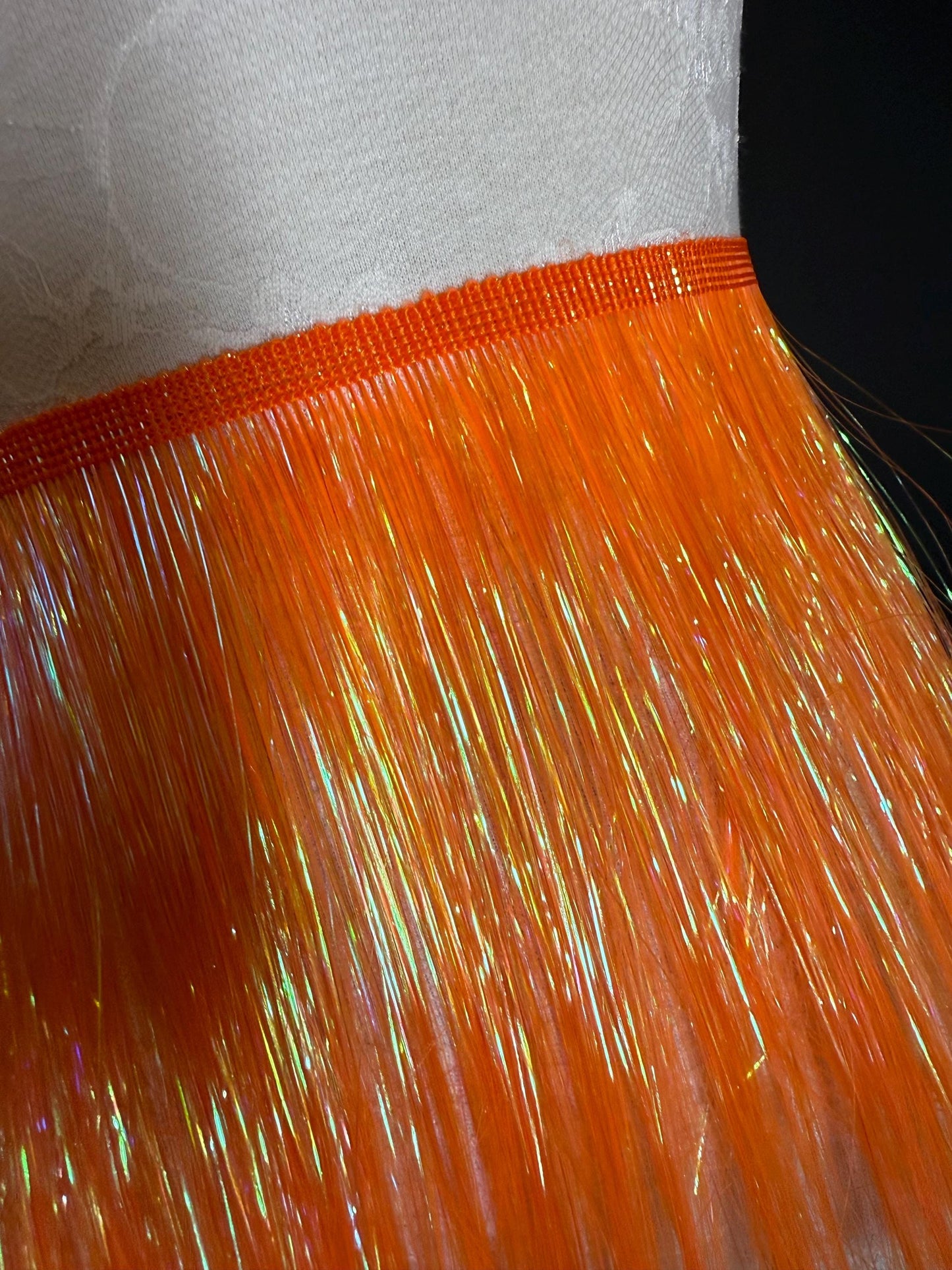 8” Wide Pearlescent Baby Pink Tinsel Fringe, 9 colours