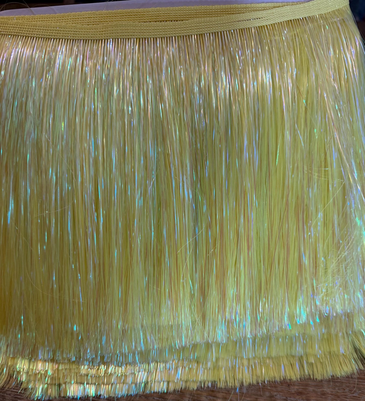 8” Wide Pearlescent Green Tinsel Fringe, 9 colours