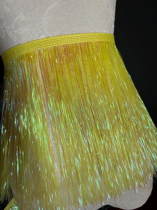 8” Wide Pearlescent Yellow Tinsel Fringe, 9 colours