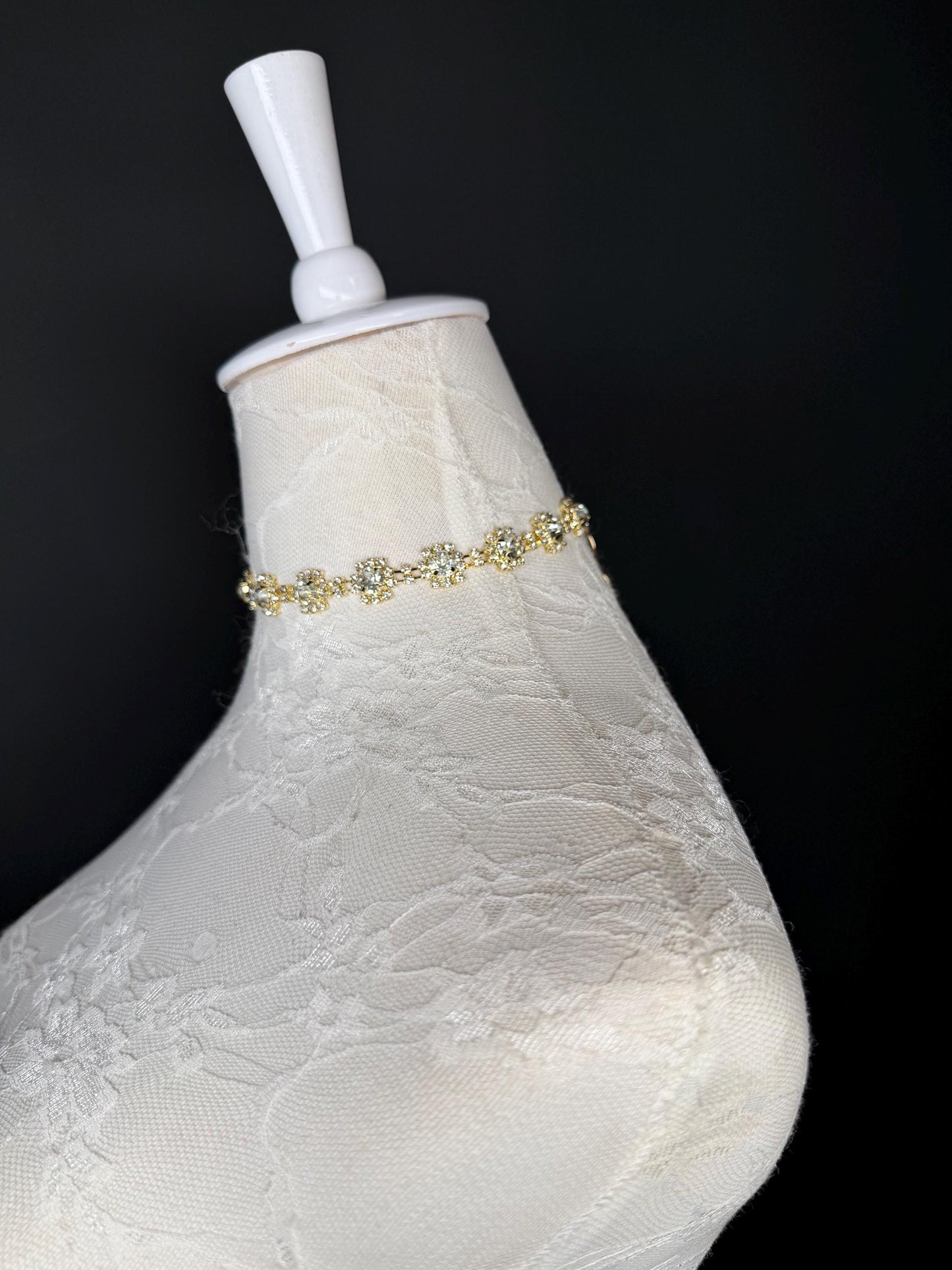 Jewel Rhinestoe Choker, Gold Choker Necklace, Bridal, Elegant, Gift