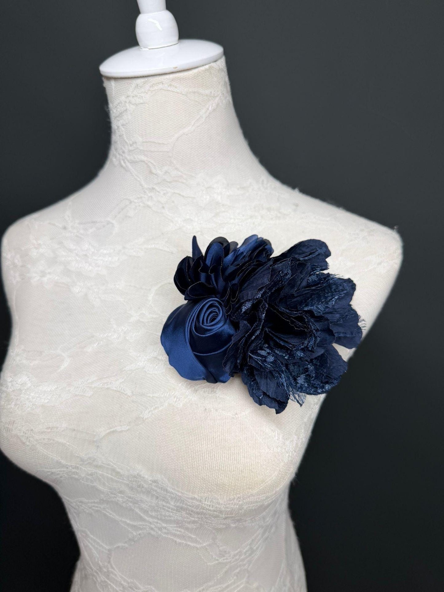 Large Corsage Flower, Navy, 9 colours, 5.5” 14cm Wide