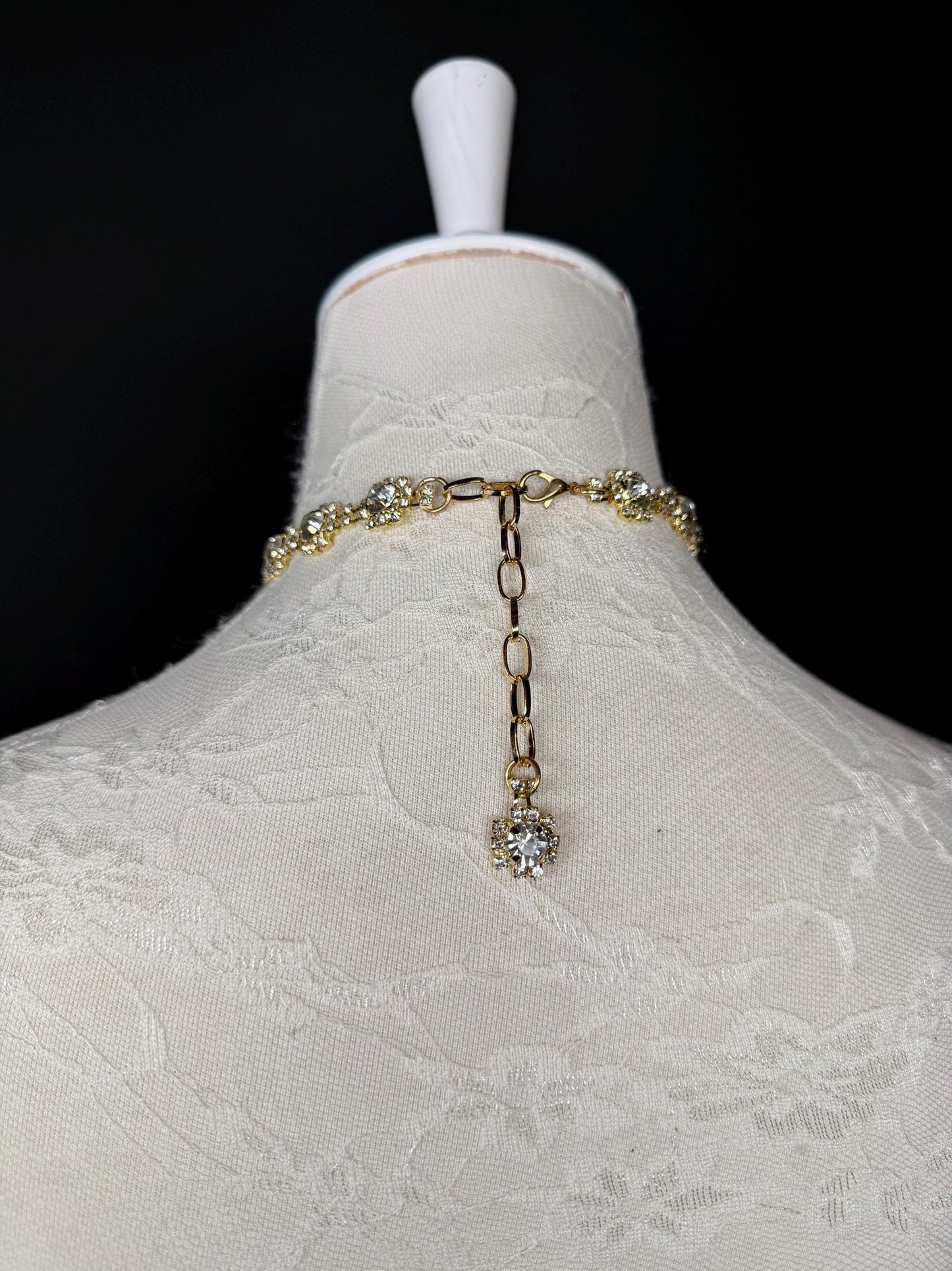 Jewel Rhinestoe Choker, Gold Choker Necklace, Bridal, Elegant, Gift