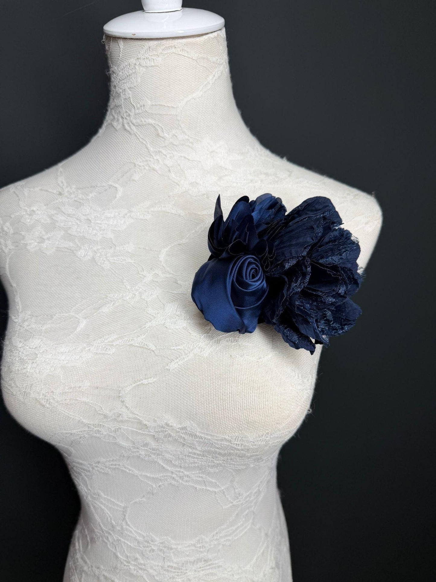 Large Corsage Flower, Navy, 9 colours, 5.5” 14cm Wide