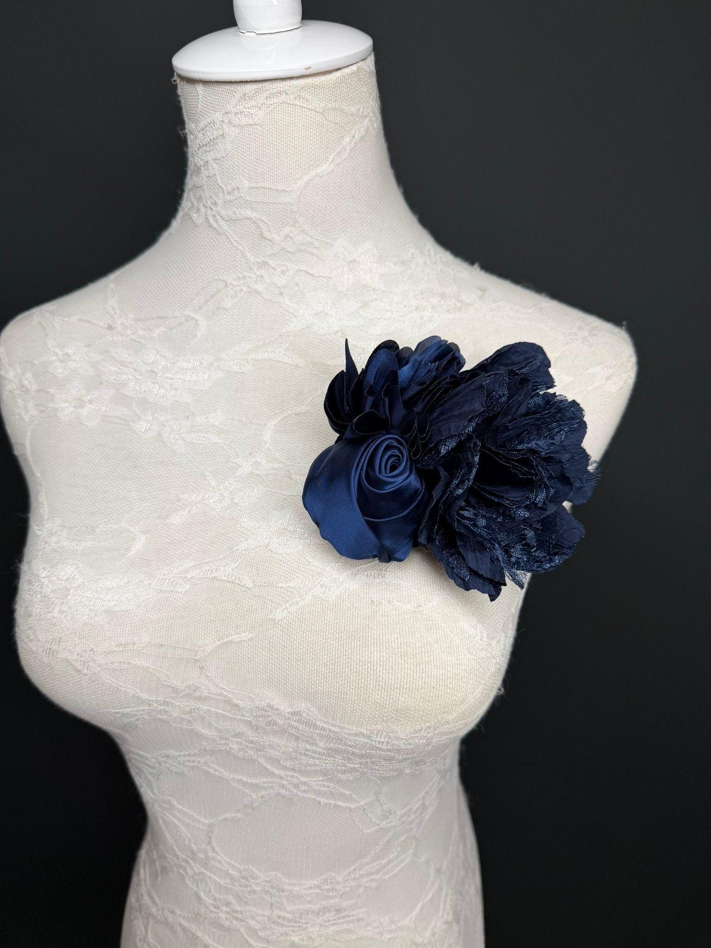 Large Corsage Flower, Navy, 9 colours, 5.5” 14cm Wide