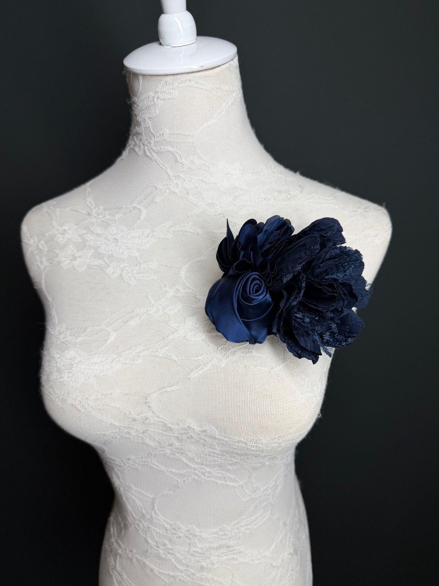 Large Corsage Flower, Navy, 9 colours, 5.5” 14cm Wide