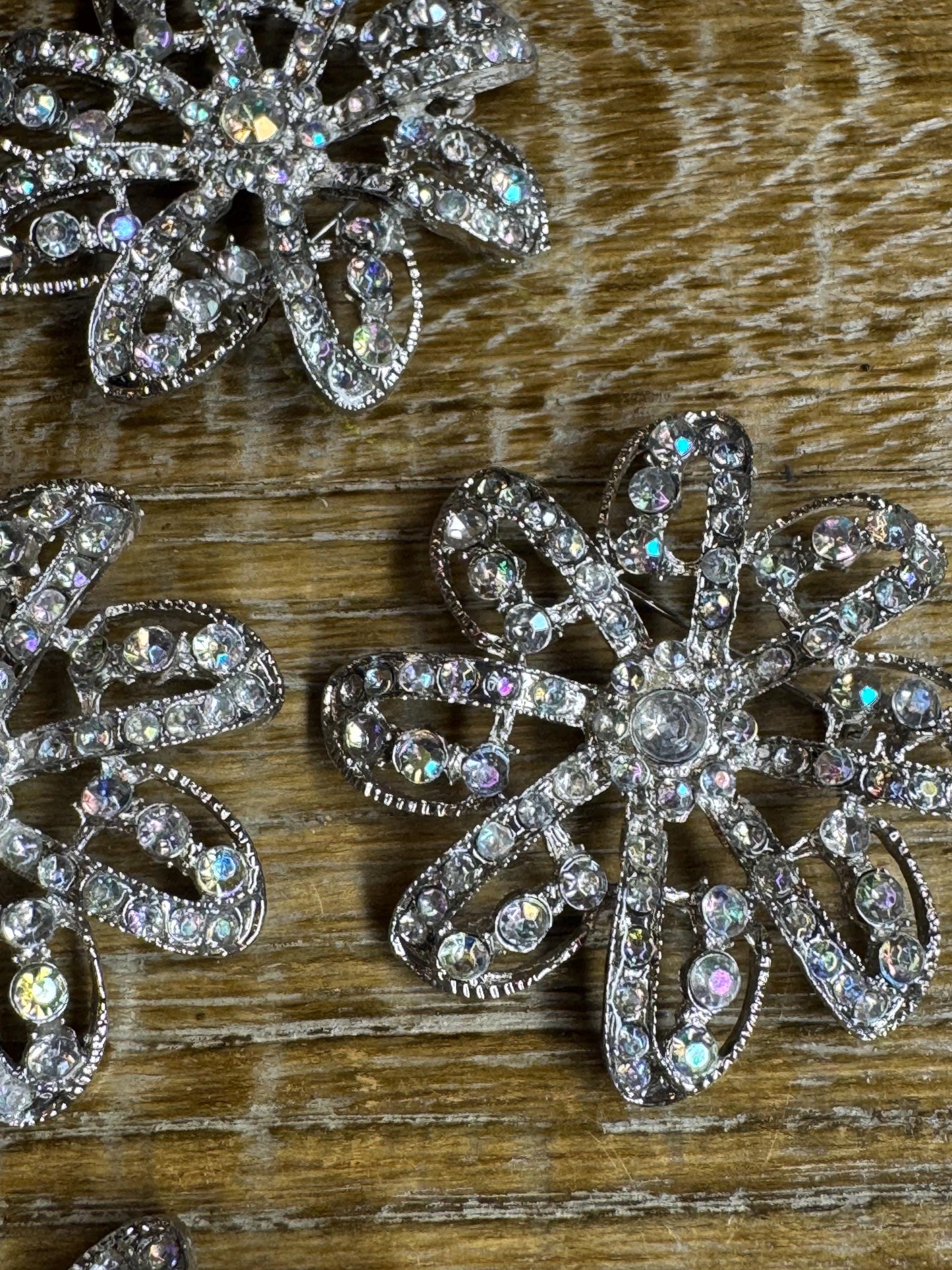 2” Rhinestone Brooch, Silver Diamanté Brooch, Pin on, Bridal, Wedding, Bling, Jewel, Accessory, 2” Wide, Giftx Floral Design Brooch