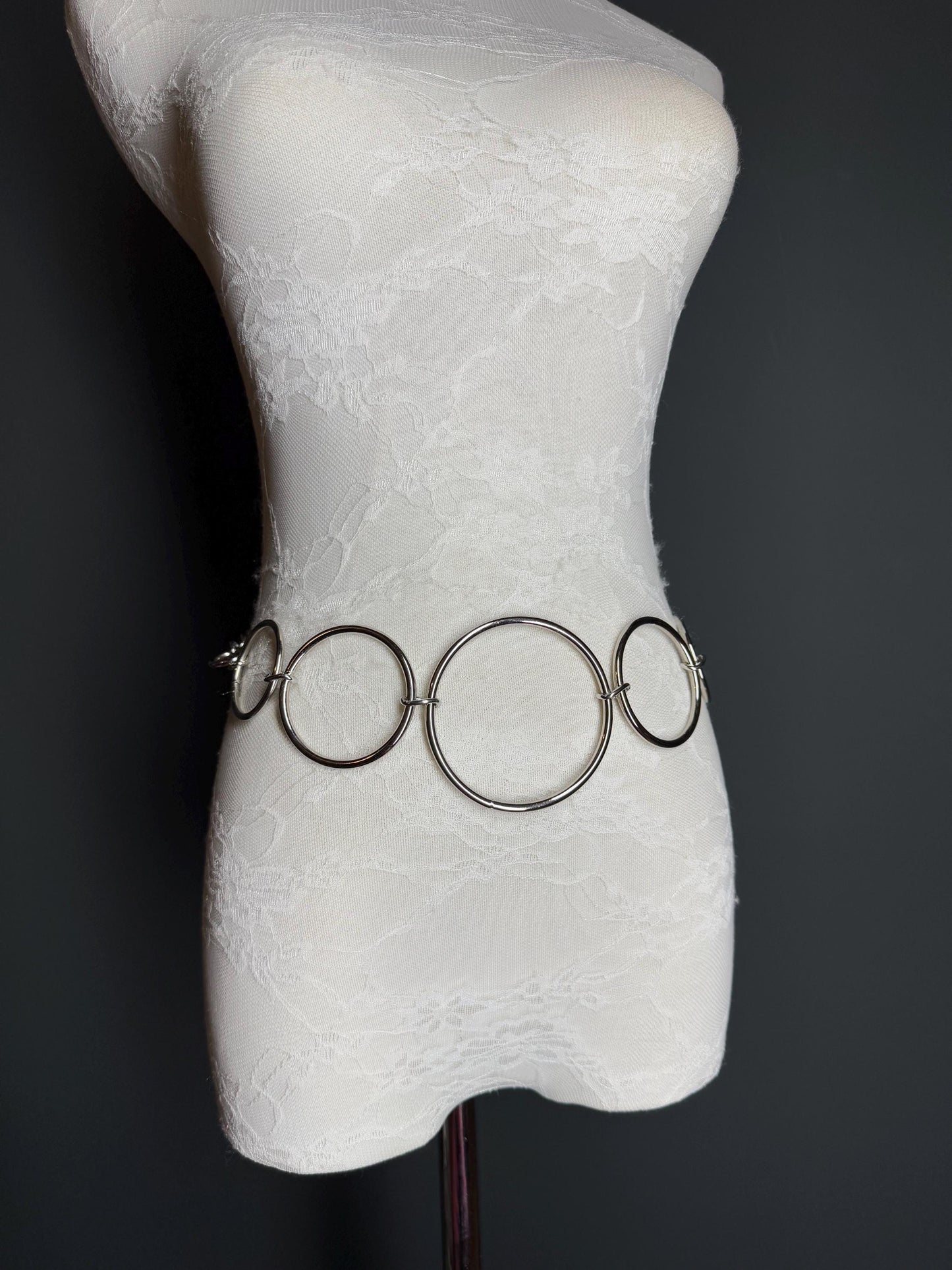 X-long Belt, Ring Belt, Chain Ring Belt, Silver Belt, Metal Ring Belt, Handmade, Fashion Belt, Accessory, Swimwear, Teen Sizes, 18”-70”