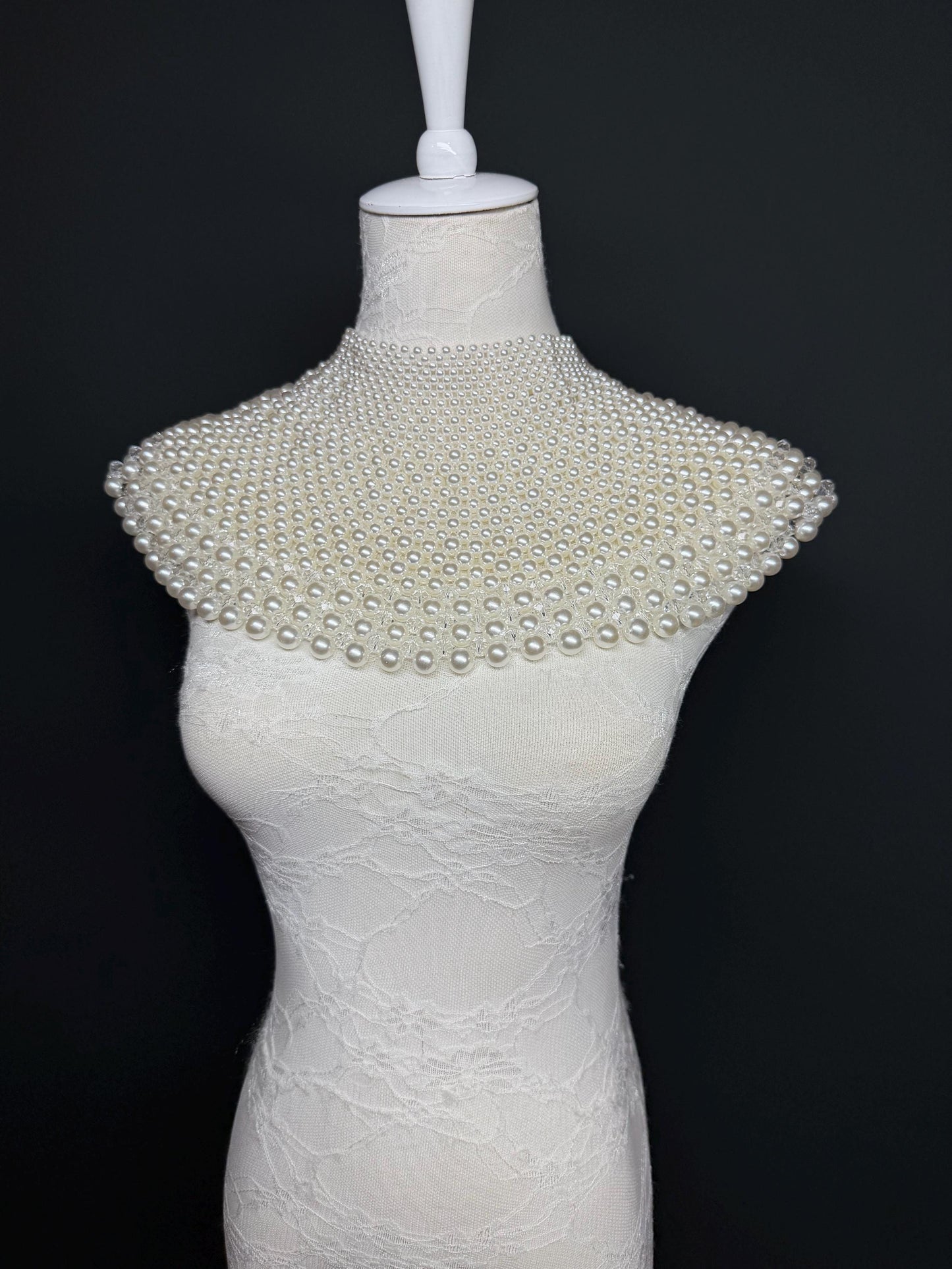 Bridal Pearl Shoulder Necklace, Vintage Wedding Body Jewelry