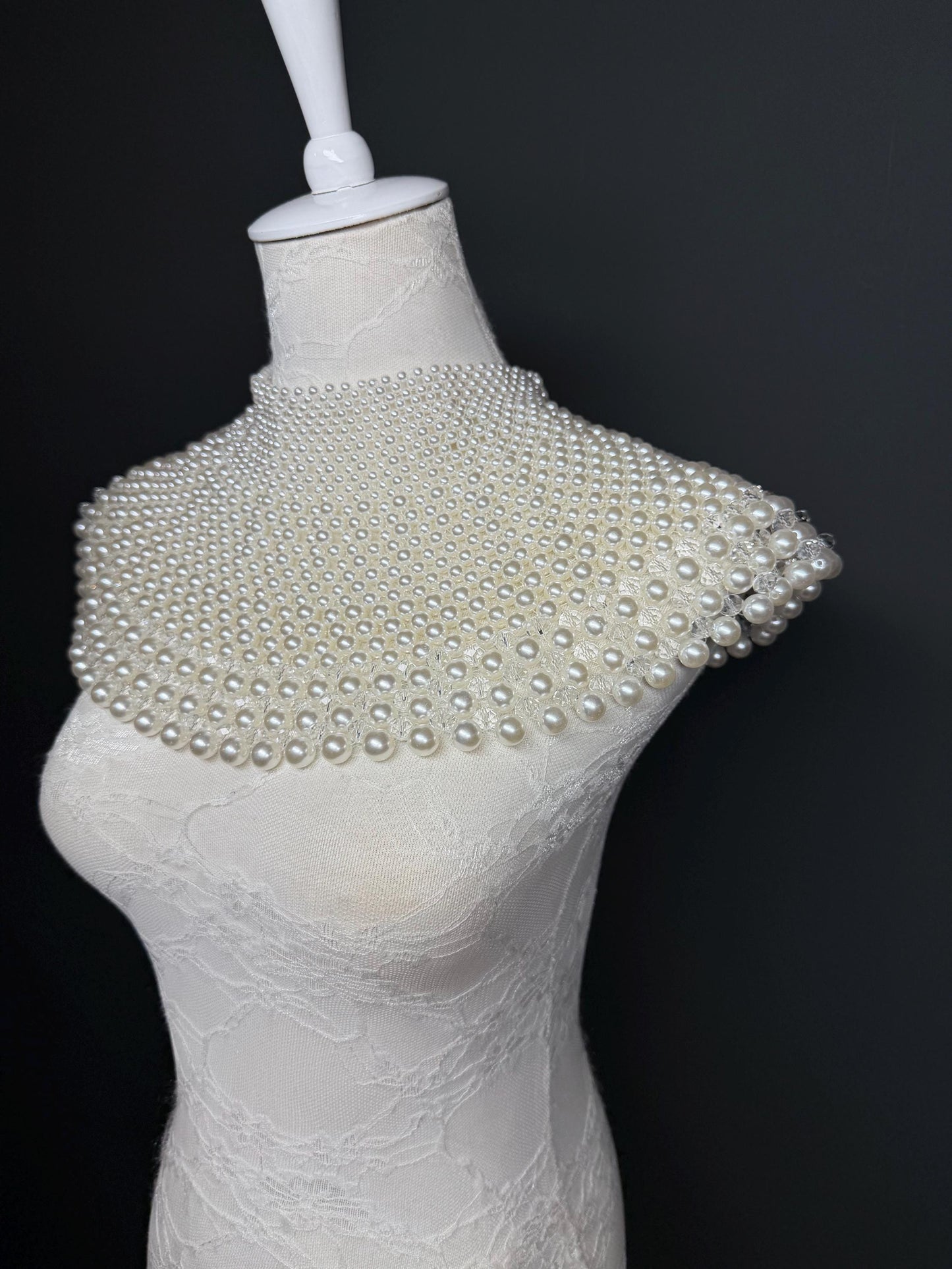 Bridal Pearl Shoulder Necklace, Vintage Wedding Body Jewelry