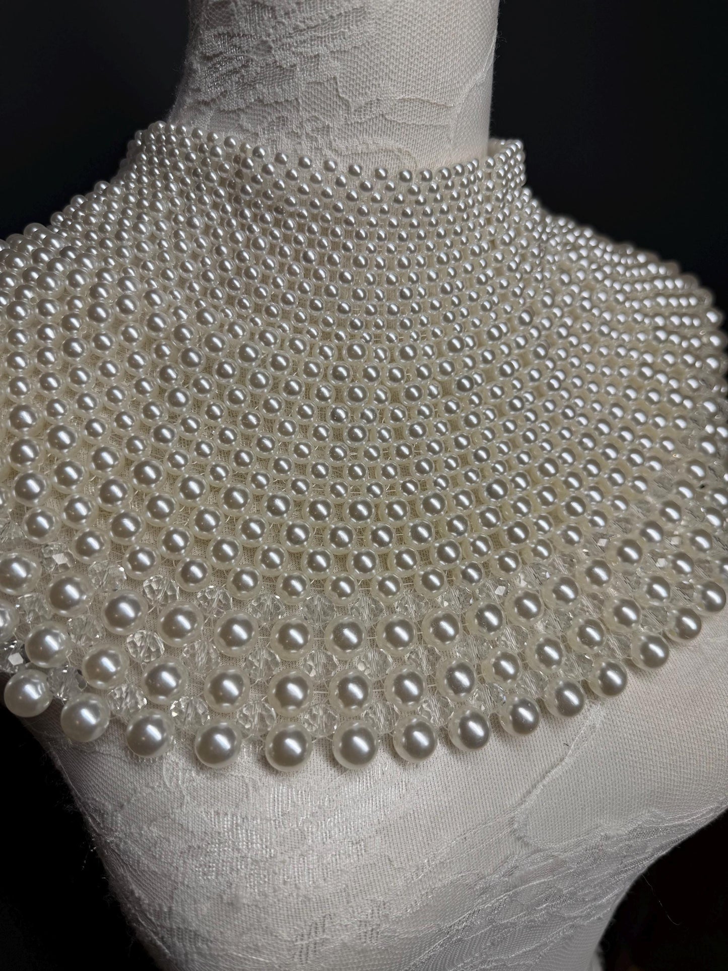 Bridal Pearl Shoulder Necklace, Vintage Wedding Body Jewelry