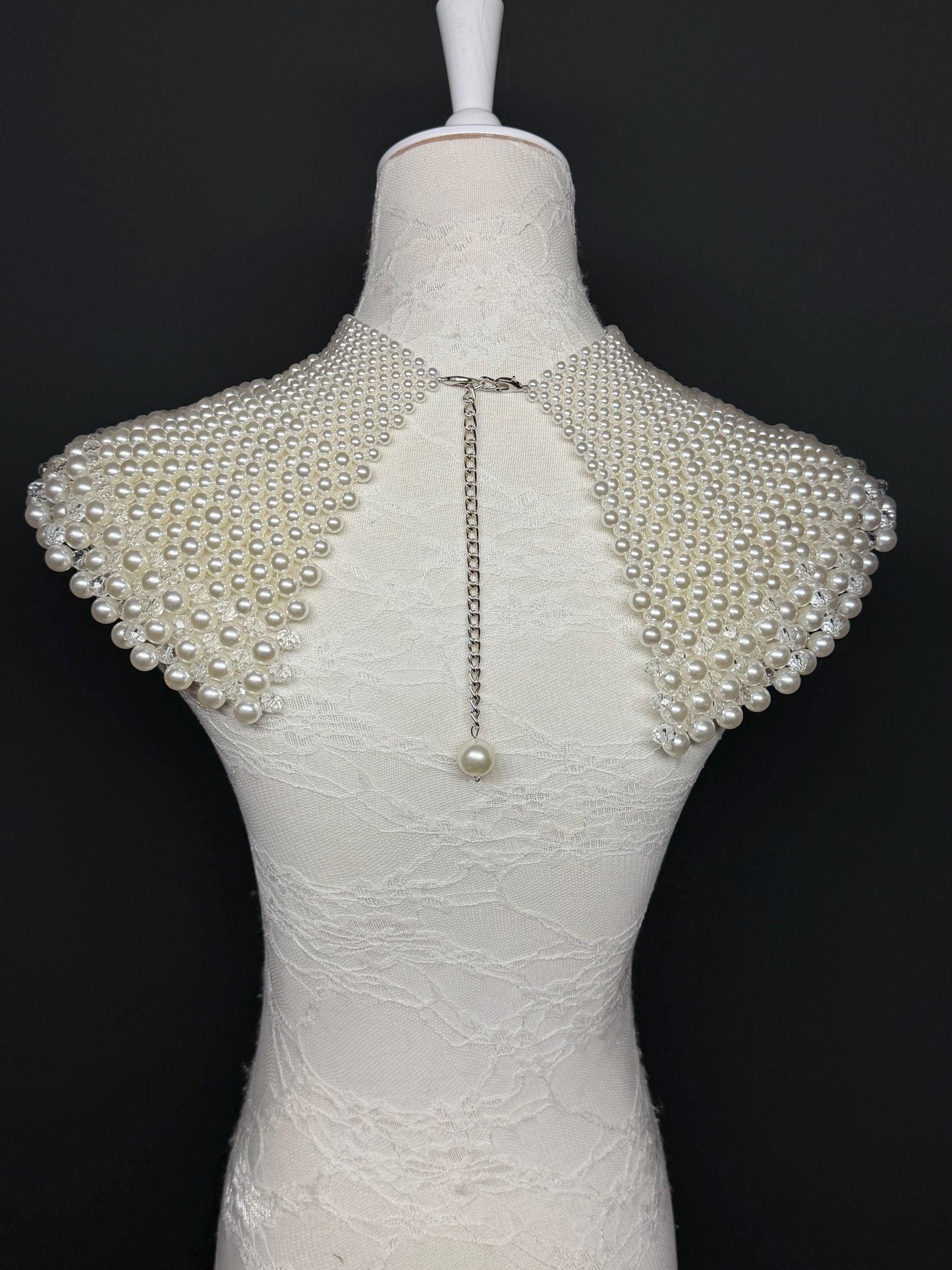 Bridal Pearl Shoulder Necklace, Vintage Wedding Body Jewelry