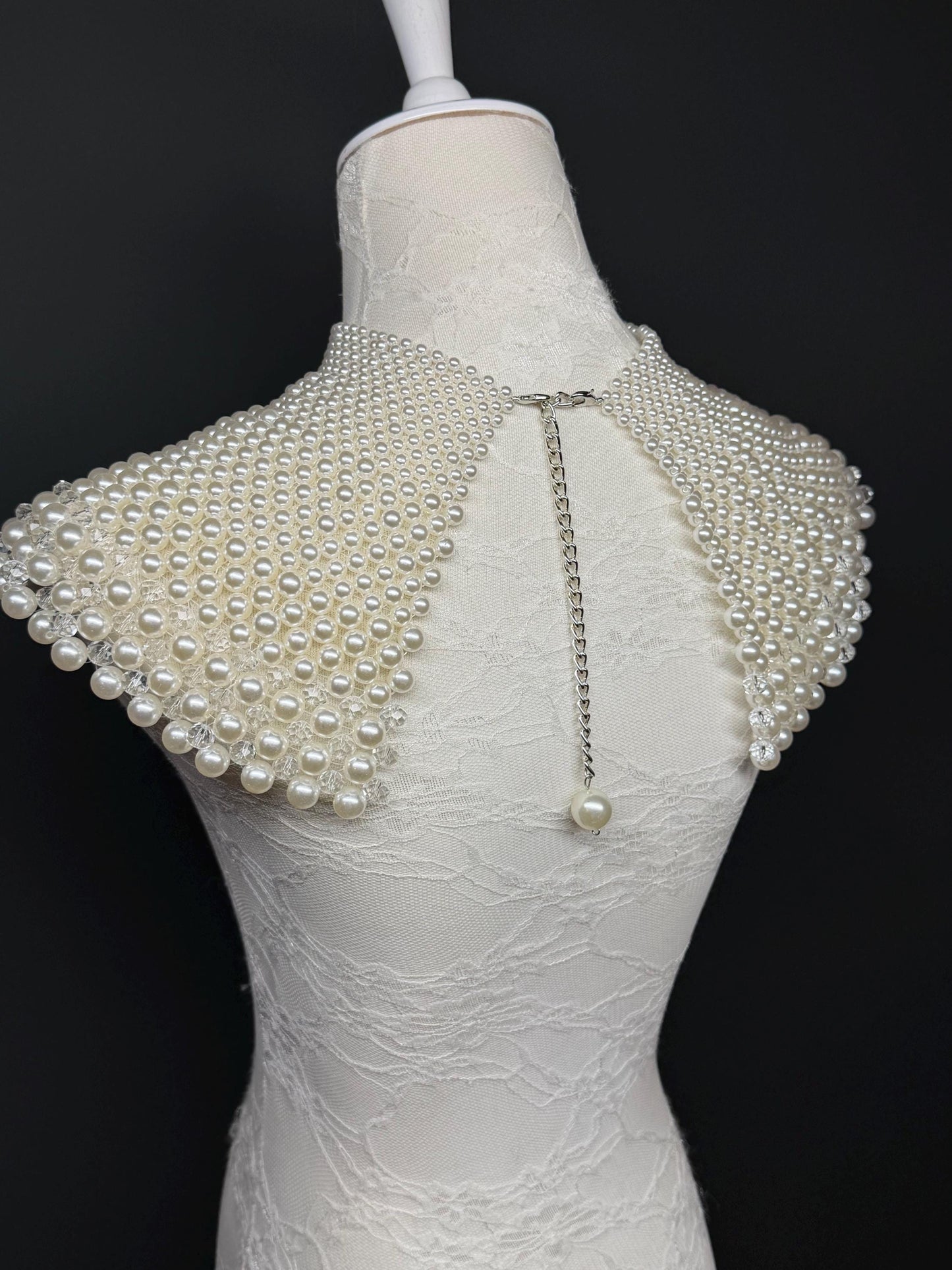 Bridal Pearl Shoulder Necklace, Vintage Wedding Body Jewelry