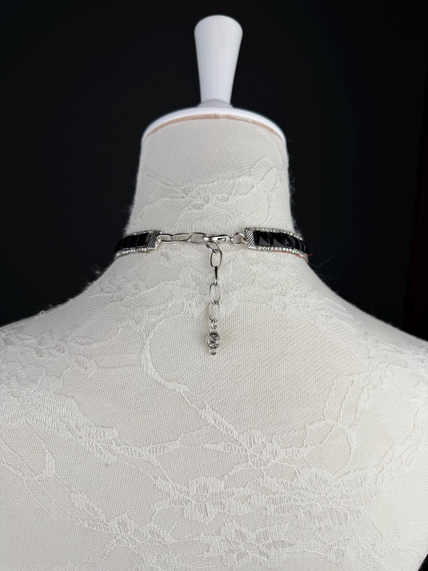 Jewel Choker: Handmade Elegant Necklace, Diamante, Jewels, Silver, Black