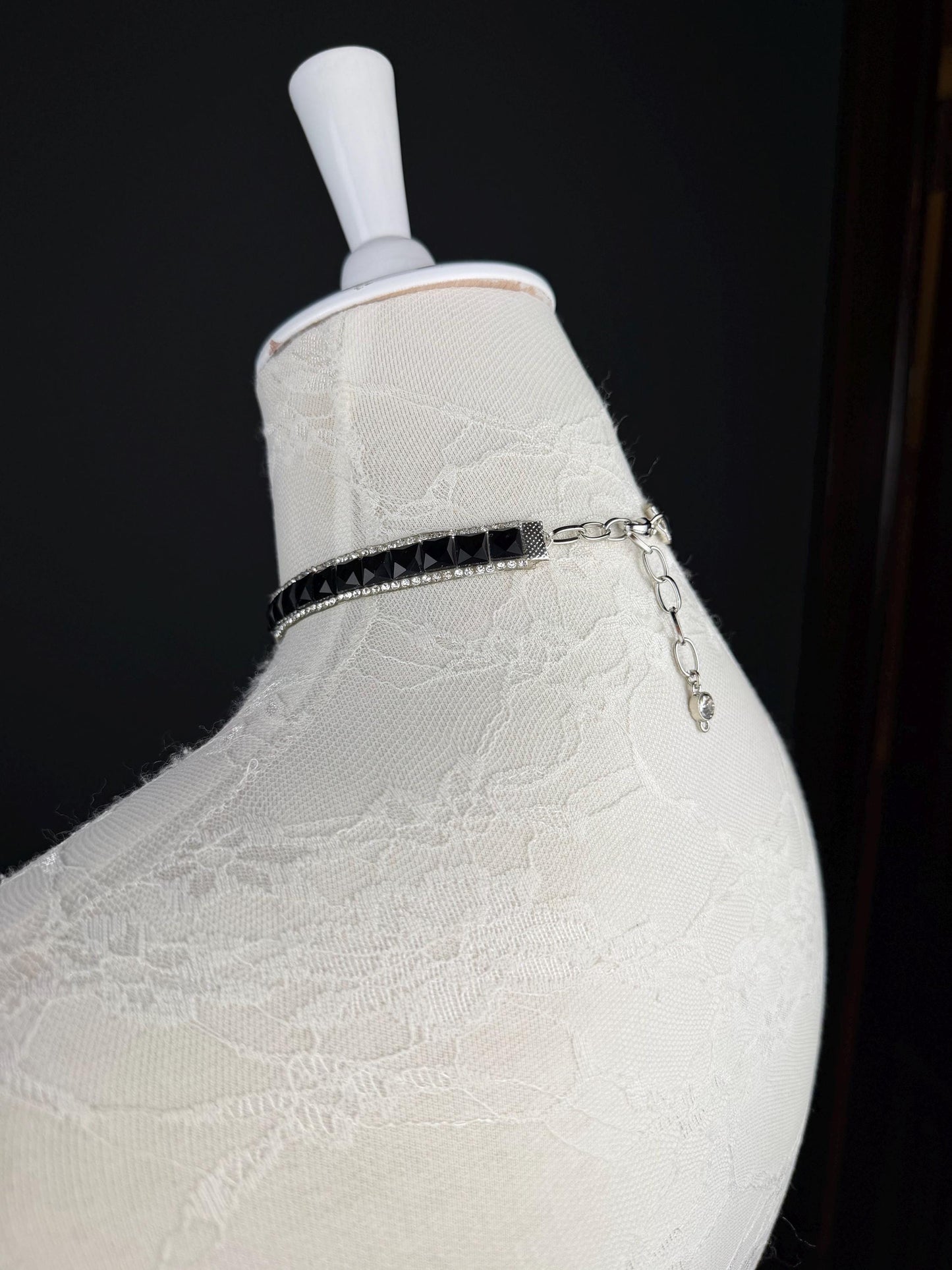 Jewel Choker: Handmade Elegant Necklace, Diamante, Jewels, Silver, Black