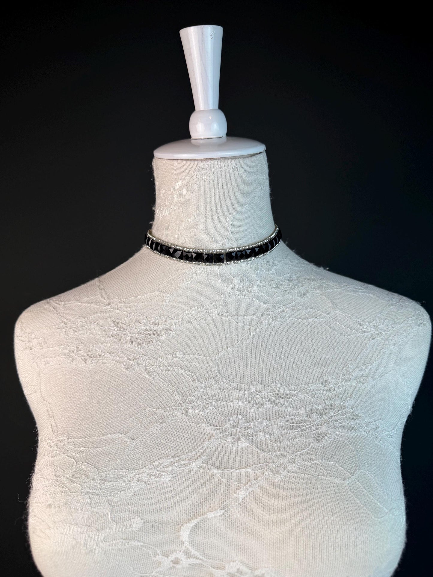 Jewel Choker: Handmade Elegant Necklace, Diamante, Jewels, Silver, Black