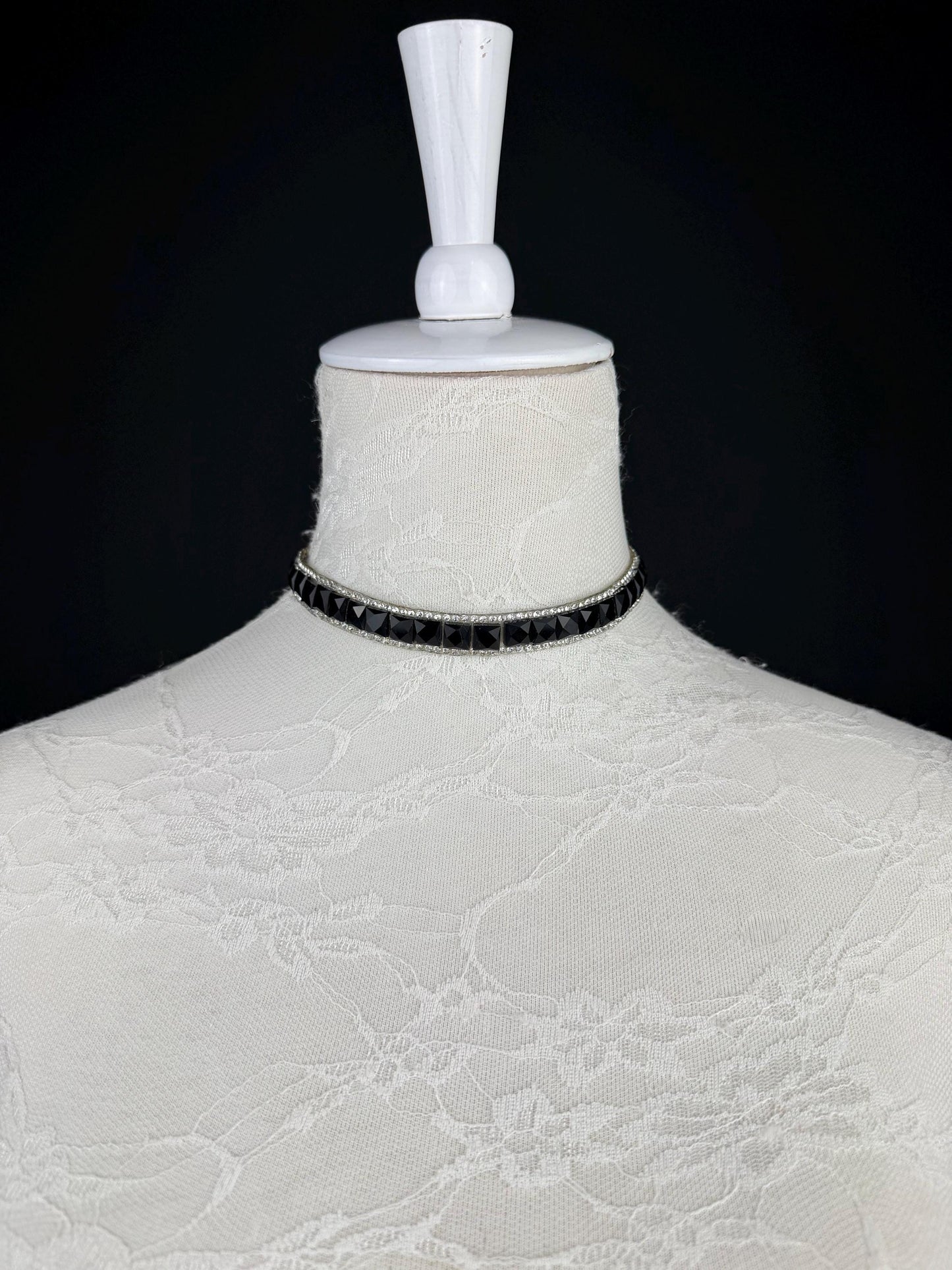 Jewel Choker: Handmade Elegant Necklace, Diamante, Jewels, Silver, Black
