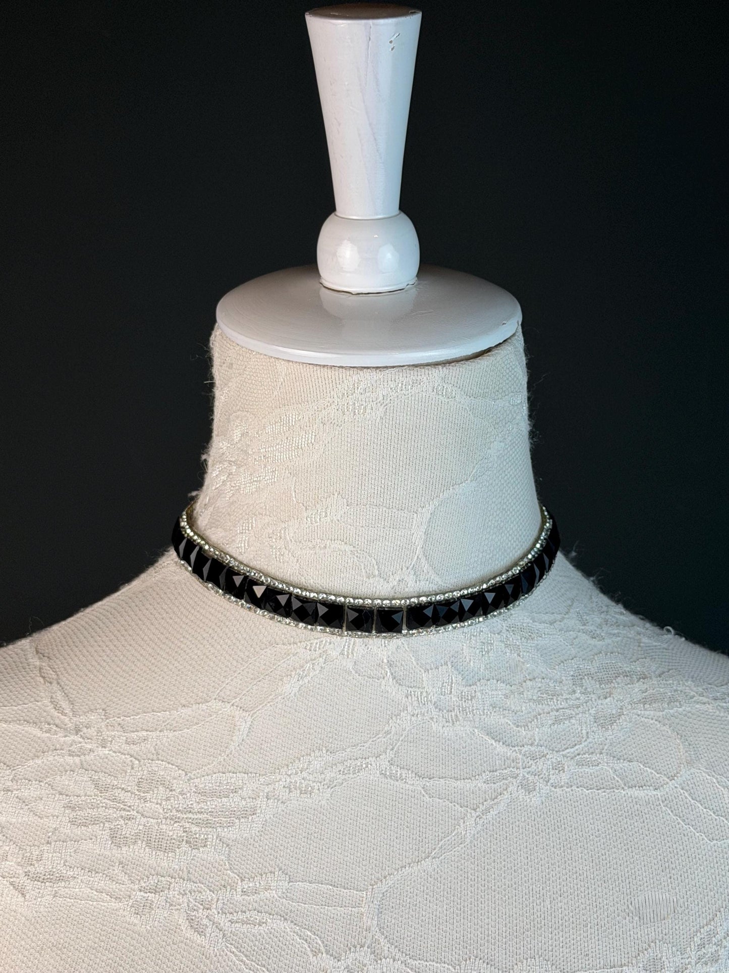 Jewel Choker: Handmade Elegant Necklace, Diamante, Jewels, Silver, Black