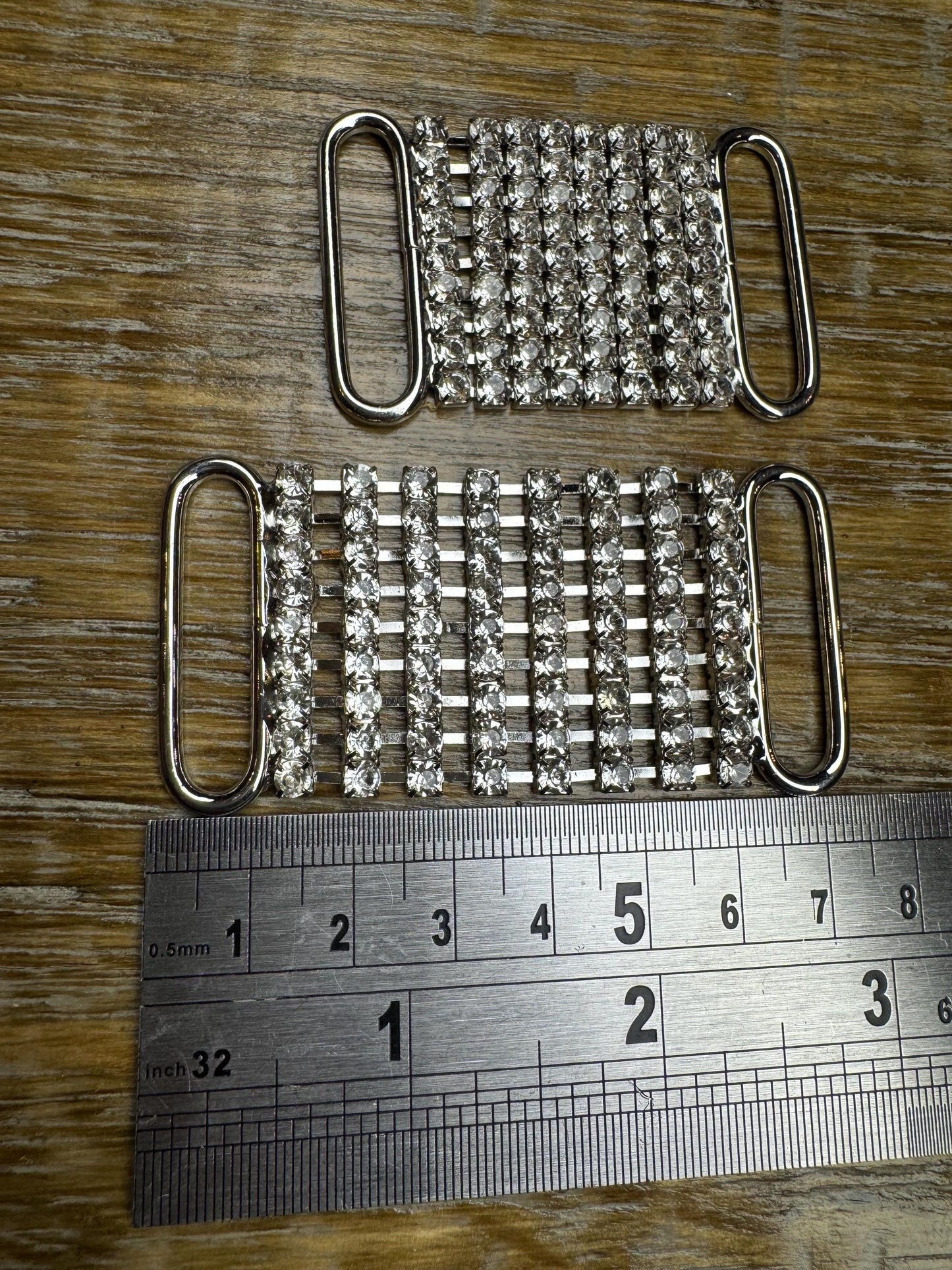 2” Diamanté Rhinestone Heart Buckle, Gold Heart, Rhinestones, Swimwear, Tops, Clothing, Bags, Jewellery, 5cm, 2”