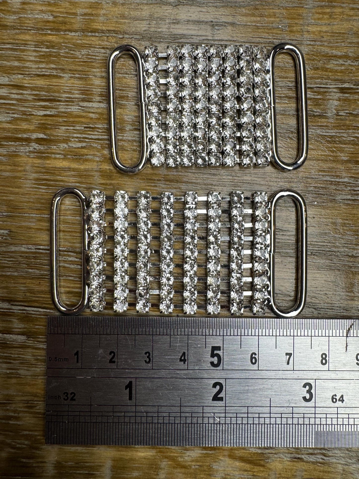 2” Diamanté Rhinestone Heart Buckle, Gold Heart, Rhinestones, Swimwear, Tops, Clothing, Bags, Jewellery, 5cm, 2”