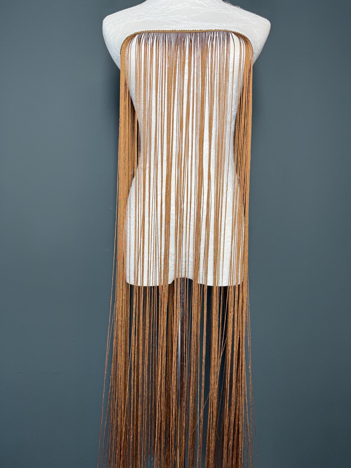 40" 100cm Wide Dense Fringe Trim, Light Brown, 27 Colour Options
