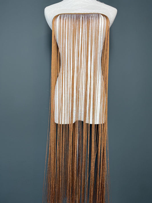 40" 100cm Wide Dense Fringe Trim, Light Brown, 27 Colour Options