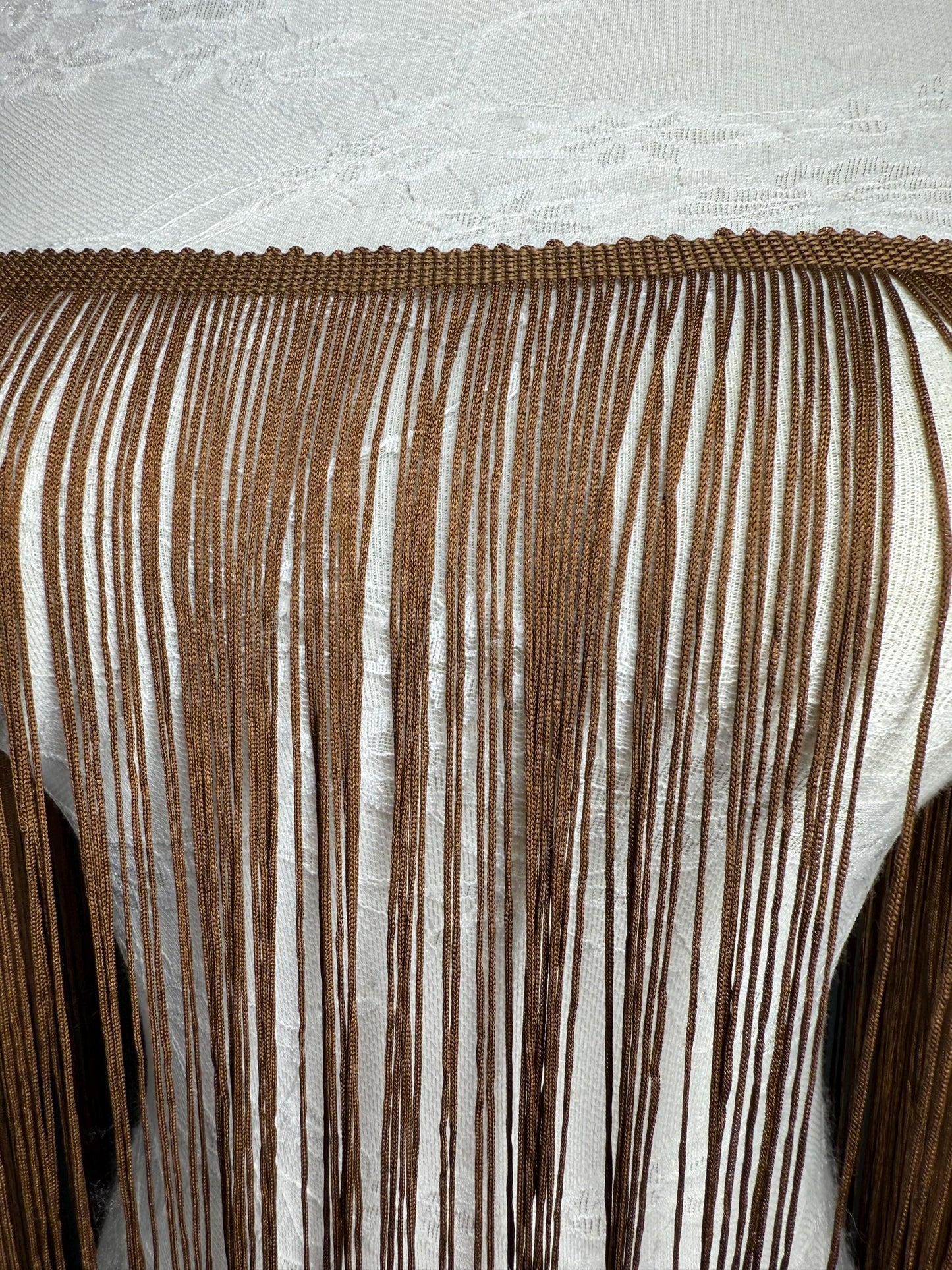 40" 100cm Wide Dense Fringe Trim, Light Brown, 27 Colour Options