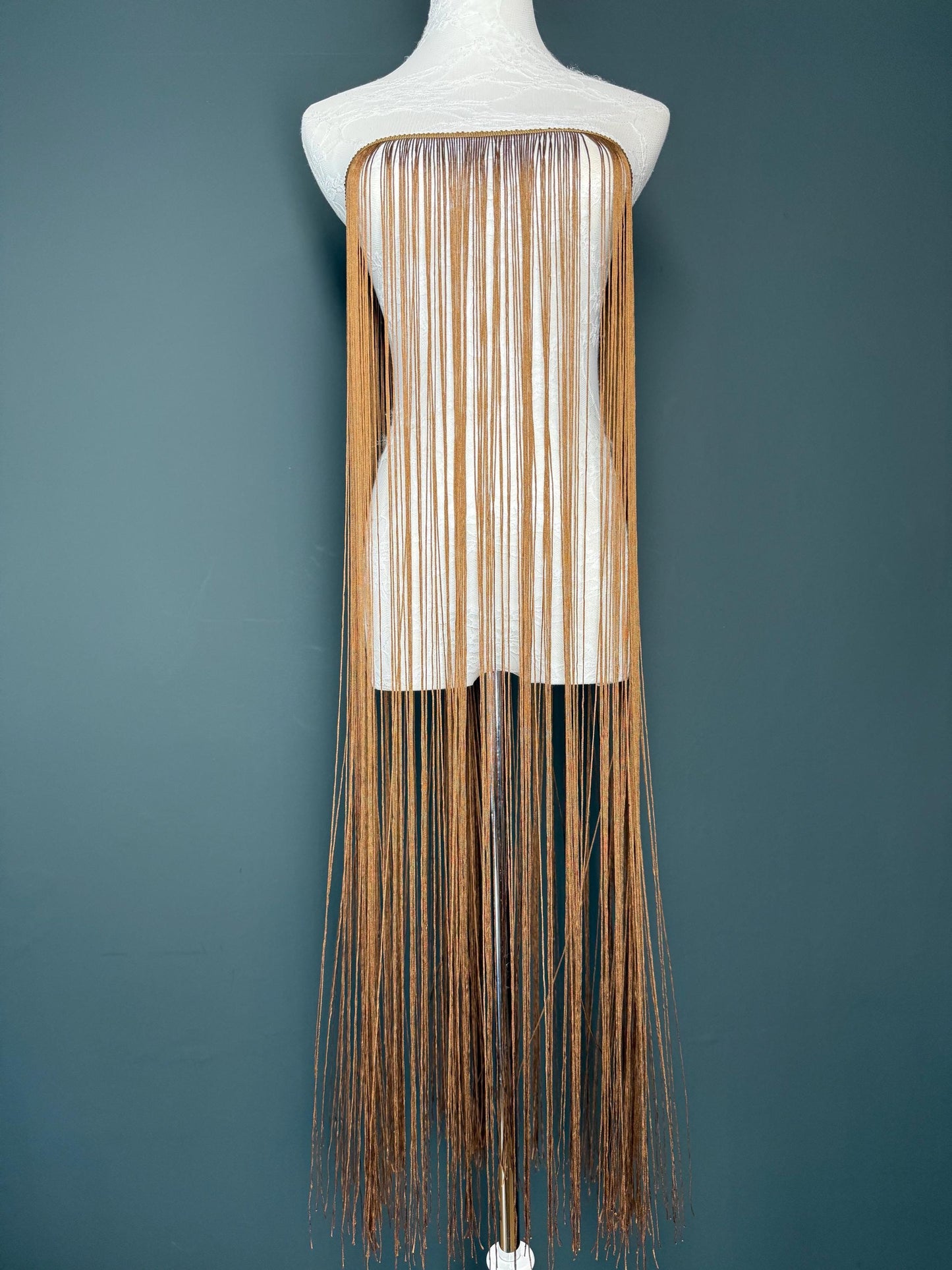 40" 100cm Wide Dense Fringe Trim, Light Brown, 27 Colour Options