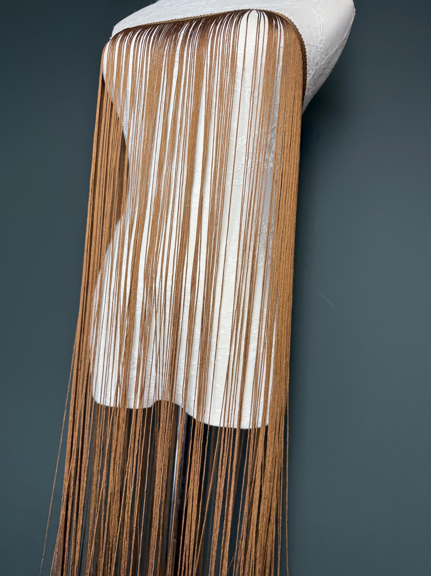 40" 100cm Wide Dense Fringe Trim, Light Brown, 27 Colour Options