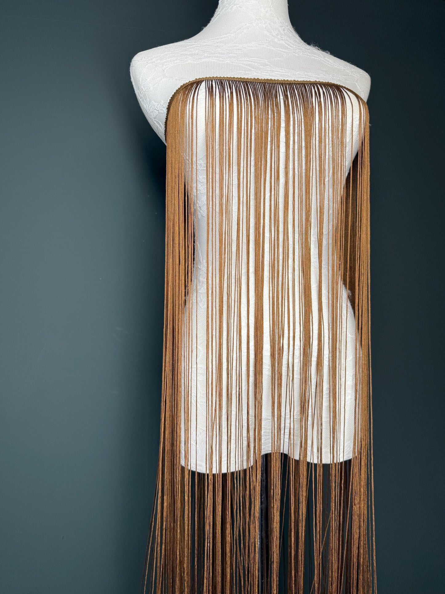 40" 100cm Wide Dense Fringe Trim, Light Brown, 27 Colour Options