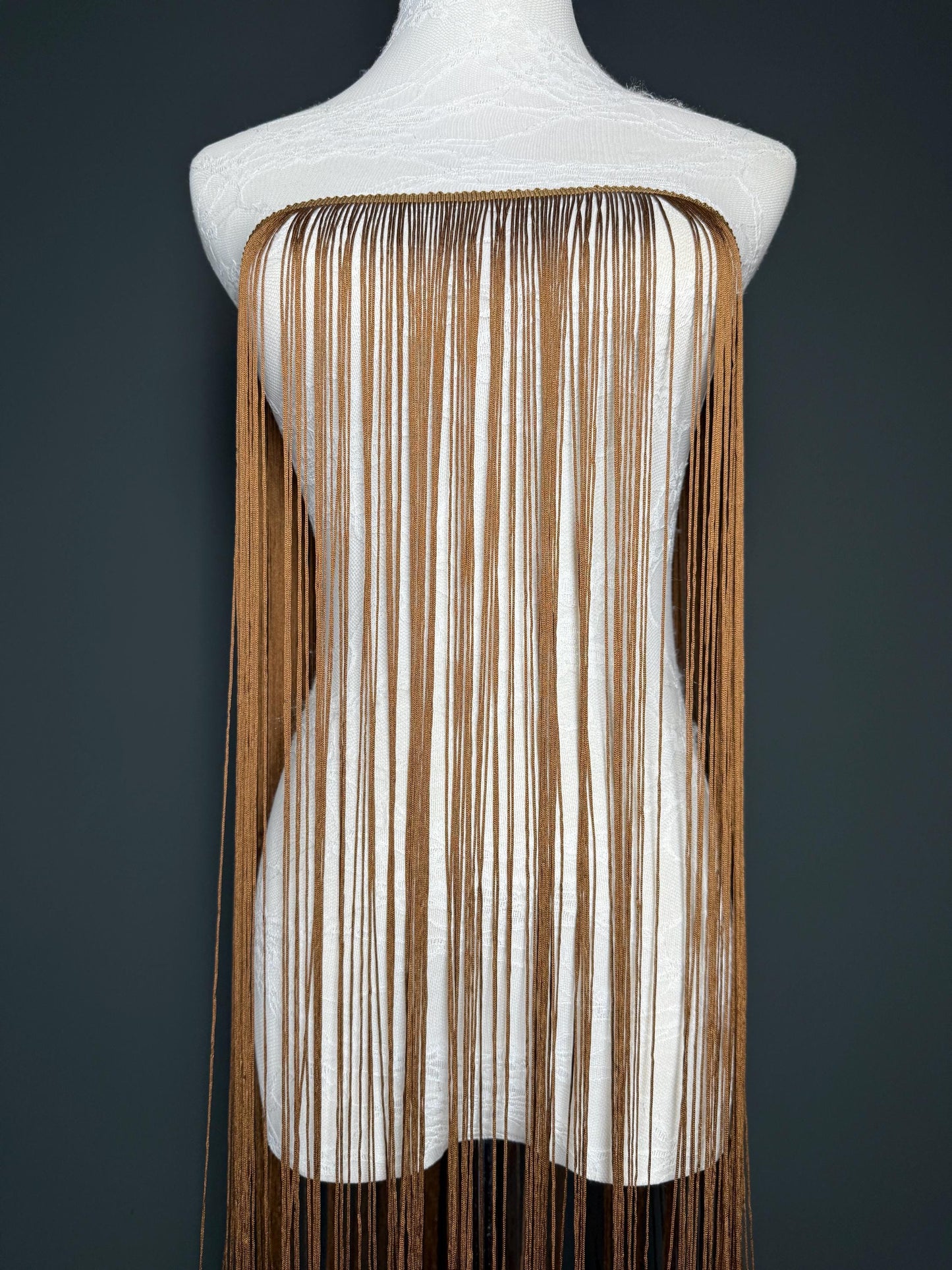 40" 100cm Wide Dense Fringe Trim, Light Brown, 27 Colour Options