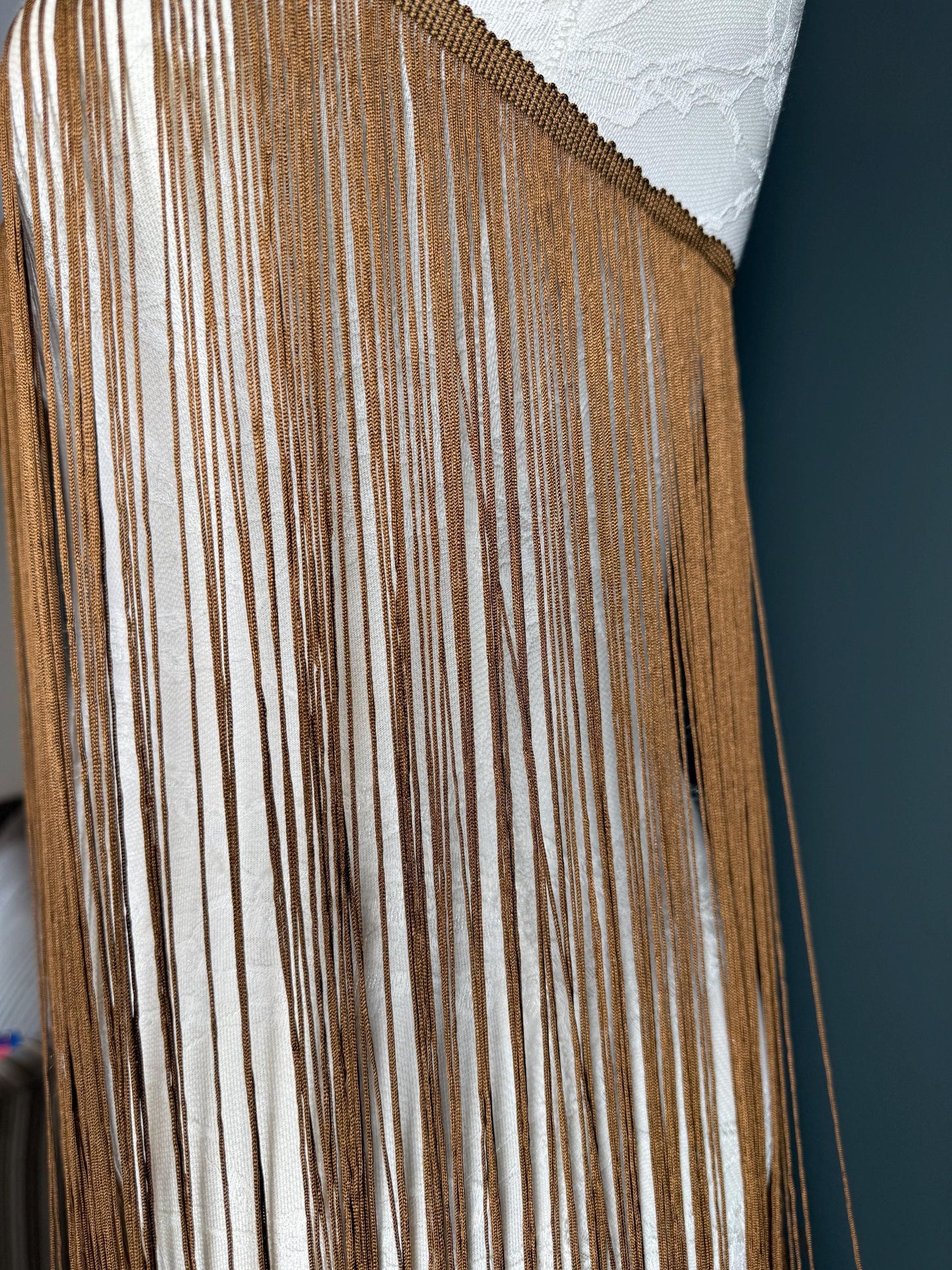 40" 100cm Wide Dense Fringe Trim, Light Brown, 27 Colour Options