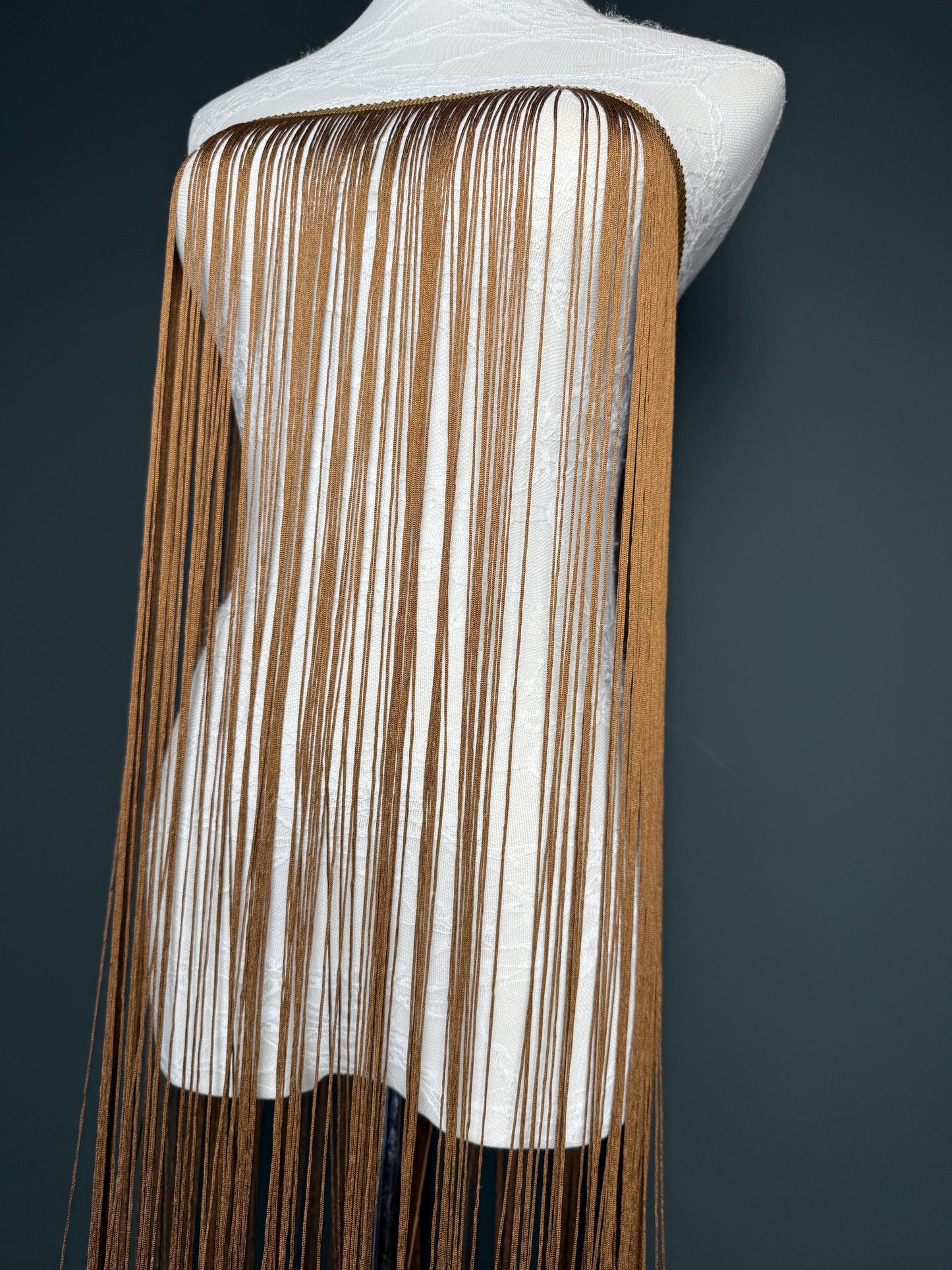 40" 100cm Wide Dense Fringe Trim, Light Brown, 27 Colour Options