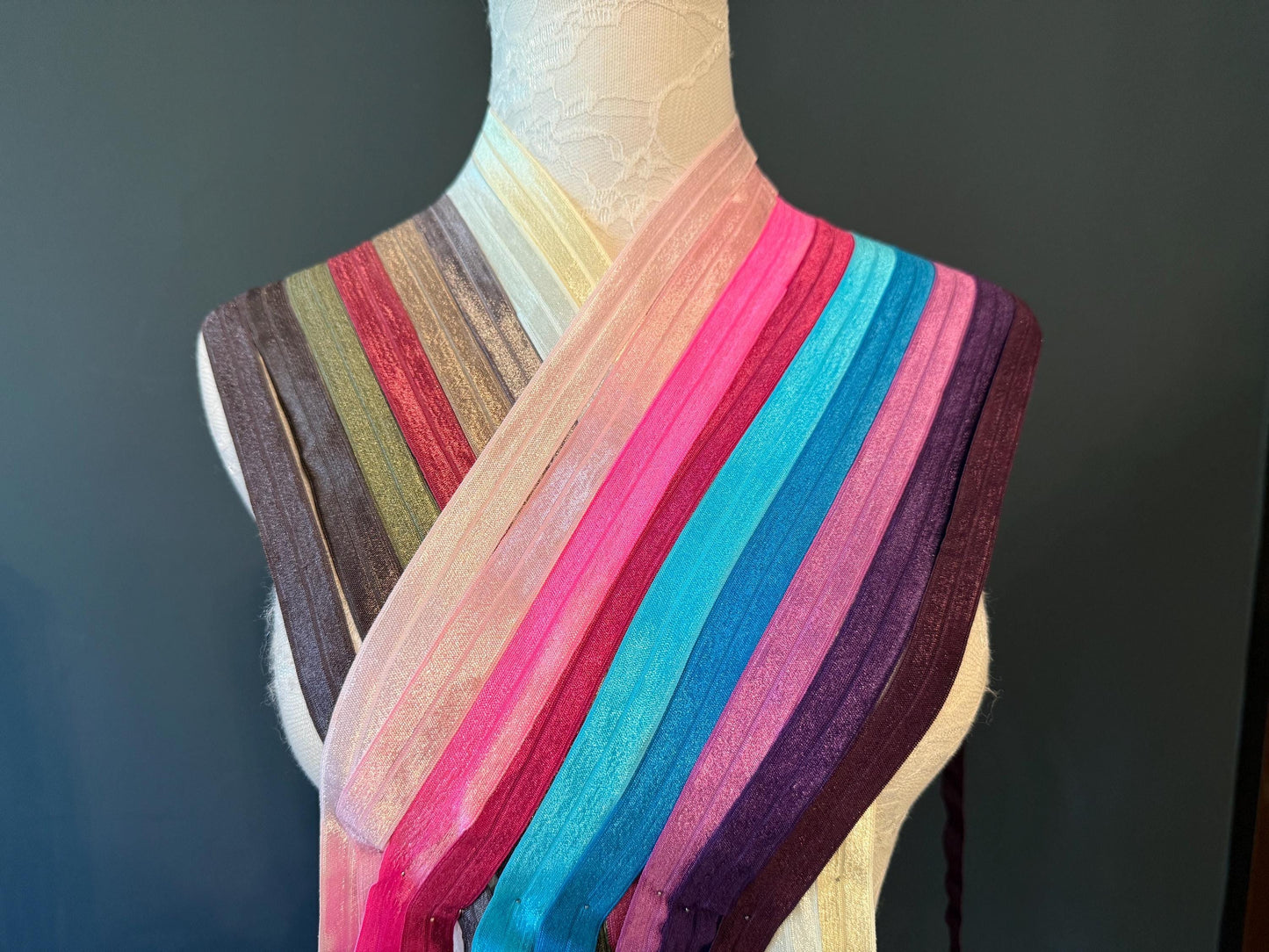 18mm Fold Over Elastic: Shiny Satin Binding for Headbands, Swimwear
