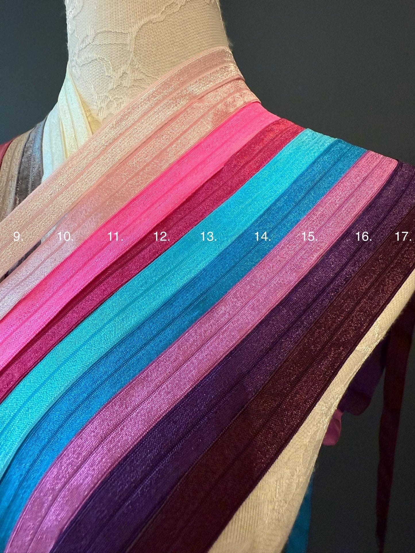 18mm Fold Over Elastic: Shiny Satin Binding for Headbands, Swimwear
