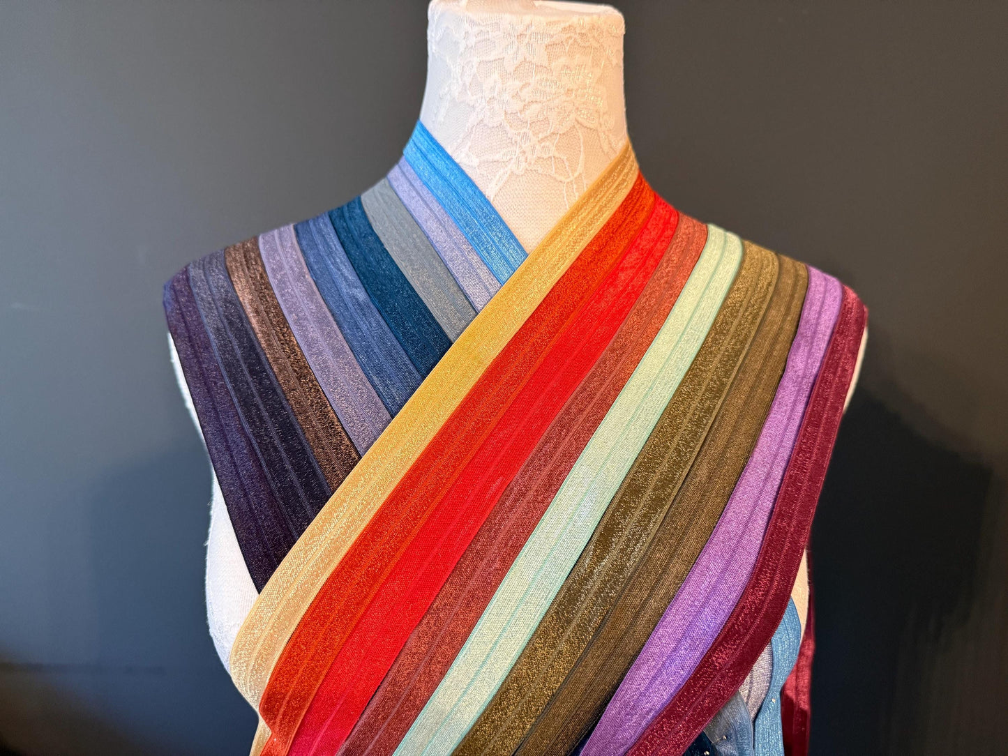 18mm Fold Over Elastic: Shiny Satin Binding for Headbands, Swimwear