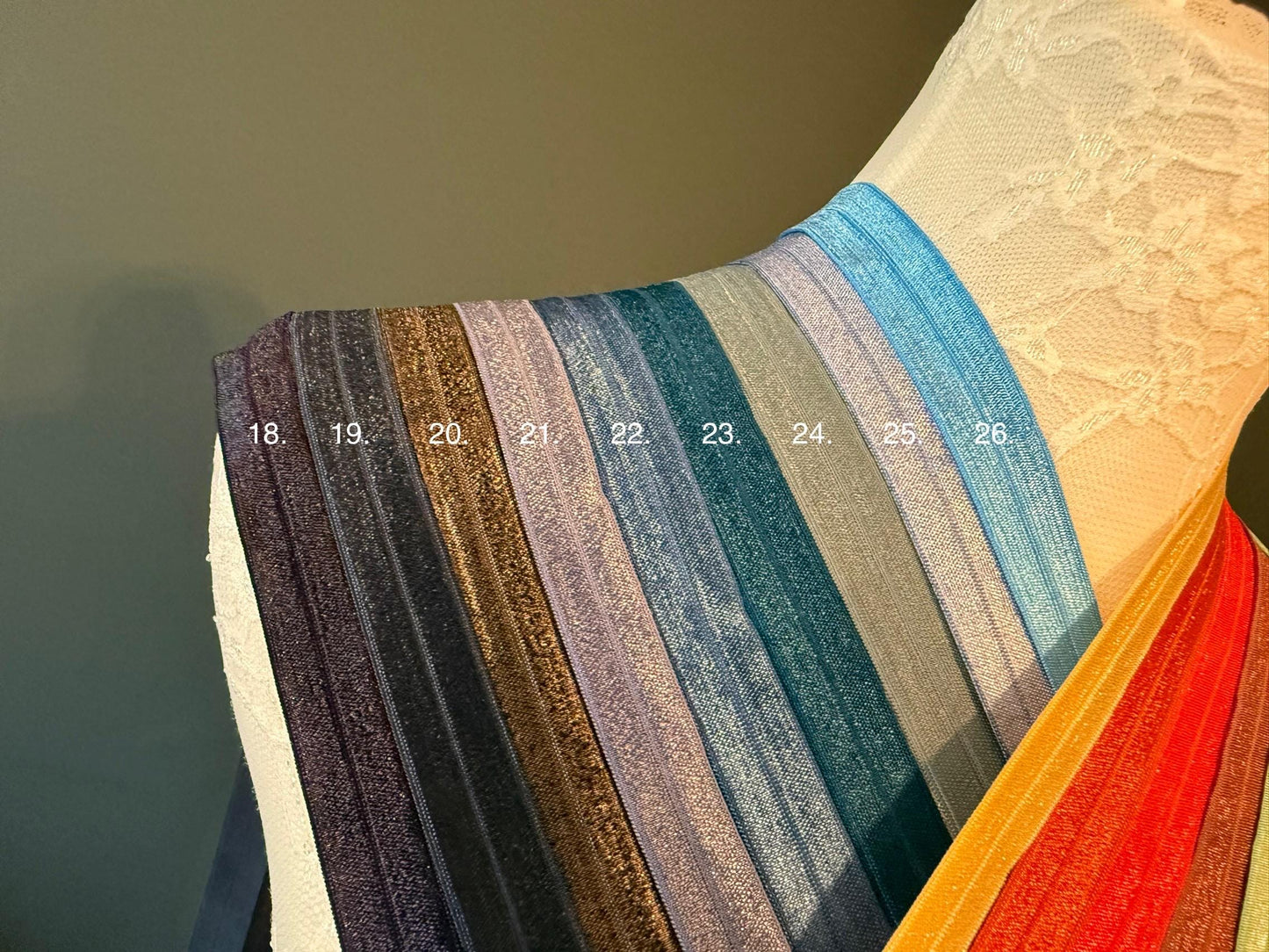 18mm Fold Over Elastic: Shiny Satin Binding for Headbands, Swimwear