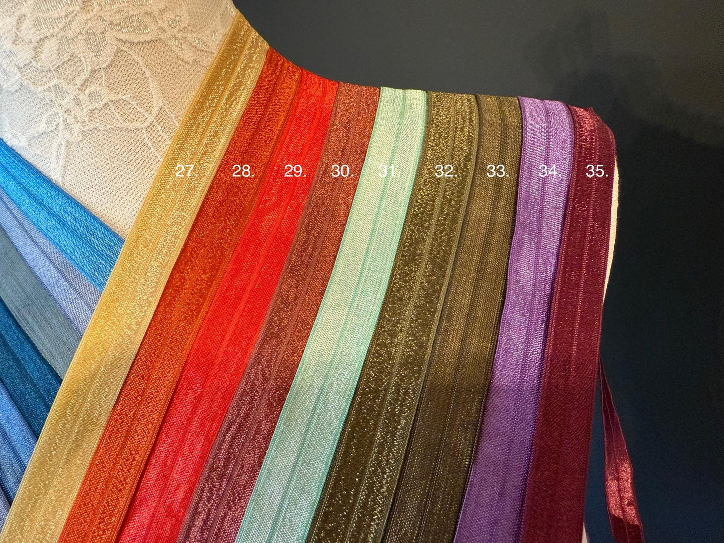 18mm Fold Over Elastic: Shiny Satin Binding for Headbands, Swimwear