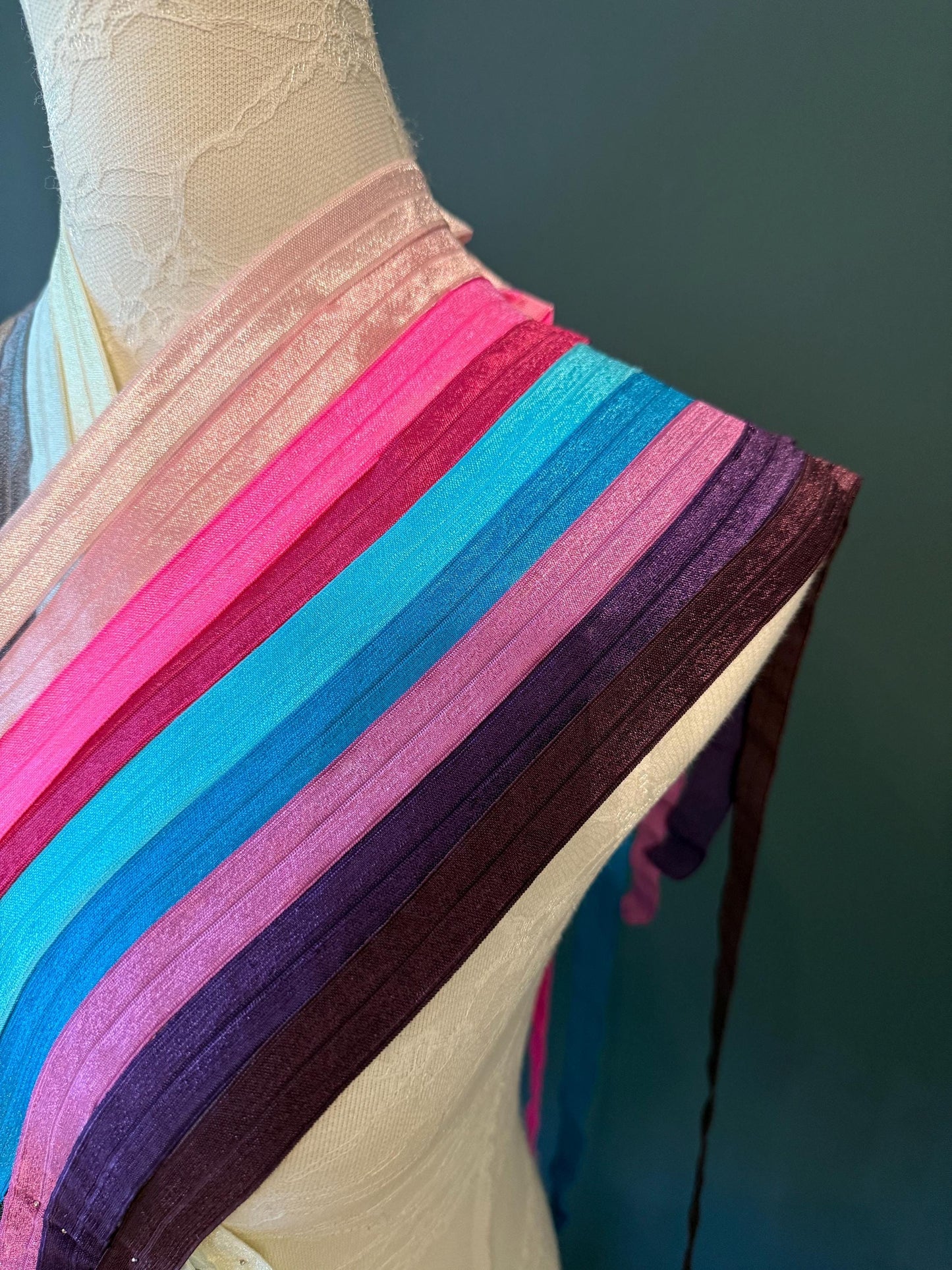 18mm Fold Over Elastic: Shiny Satin Binding for Headbands, Swimwear